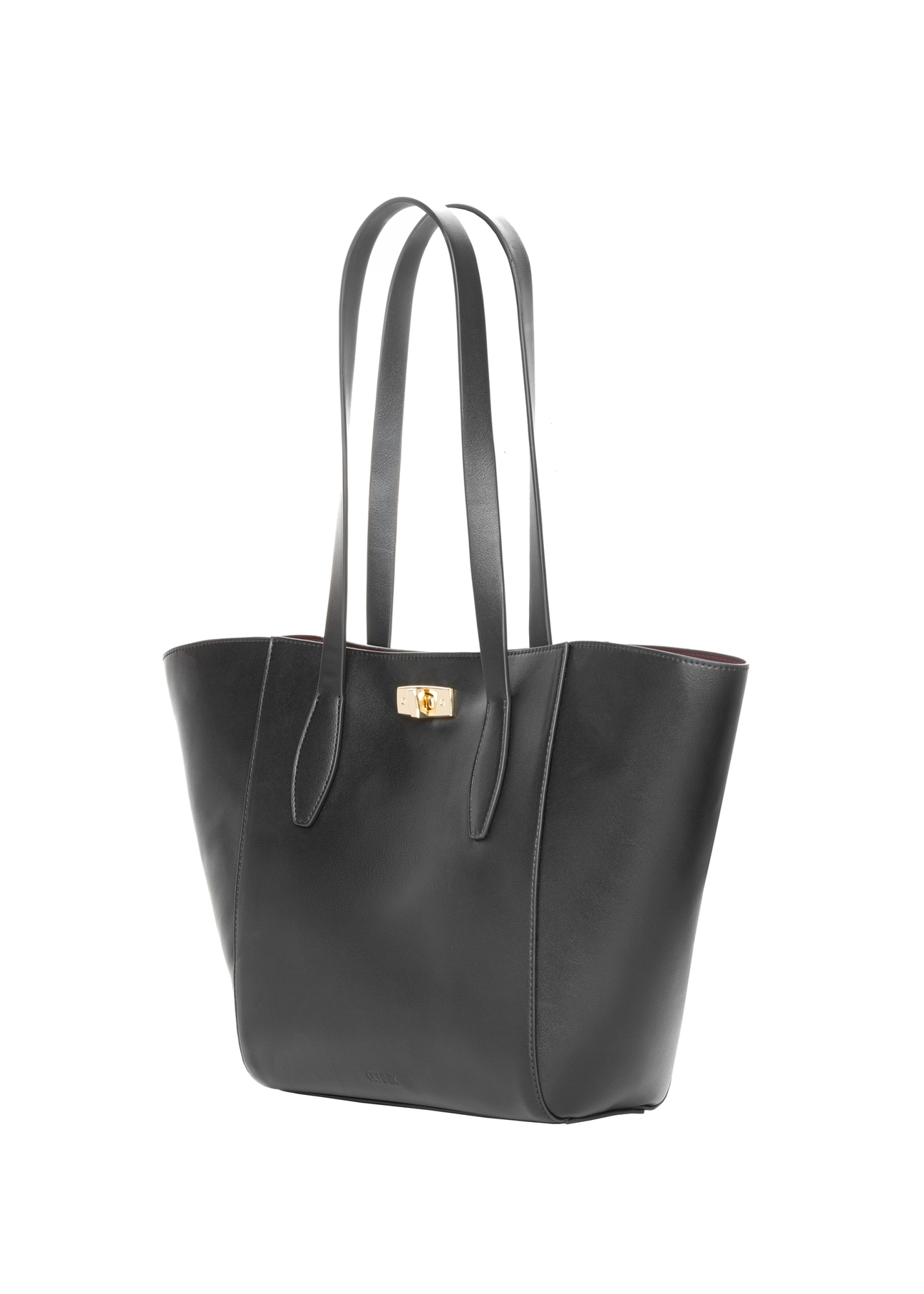 Black women's shopper bag TOREC-1375-99(Z26). Side view, diagonal, on a white background.