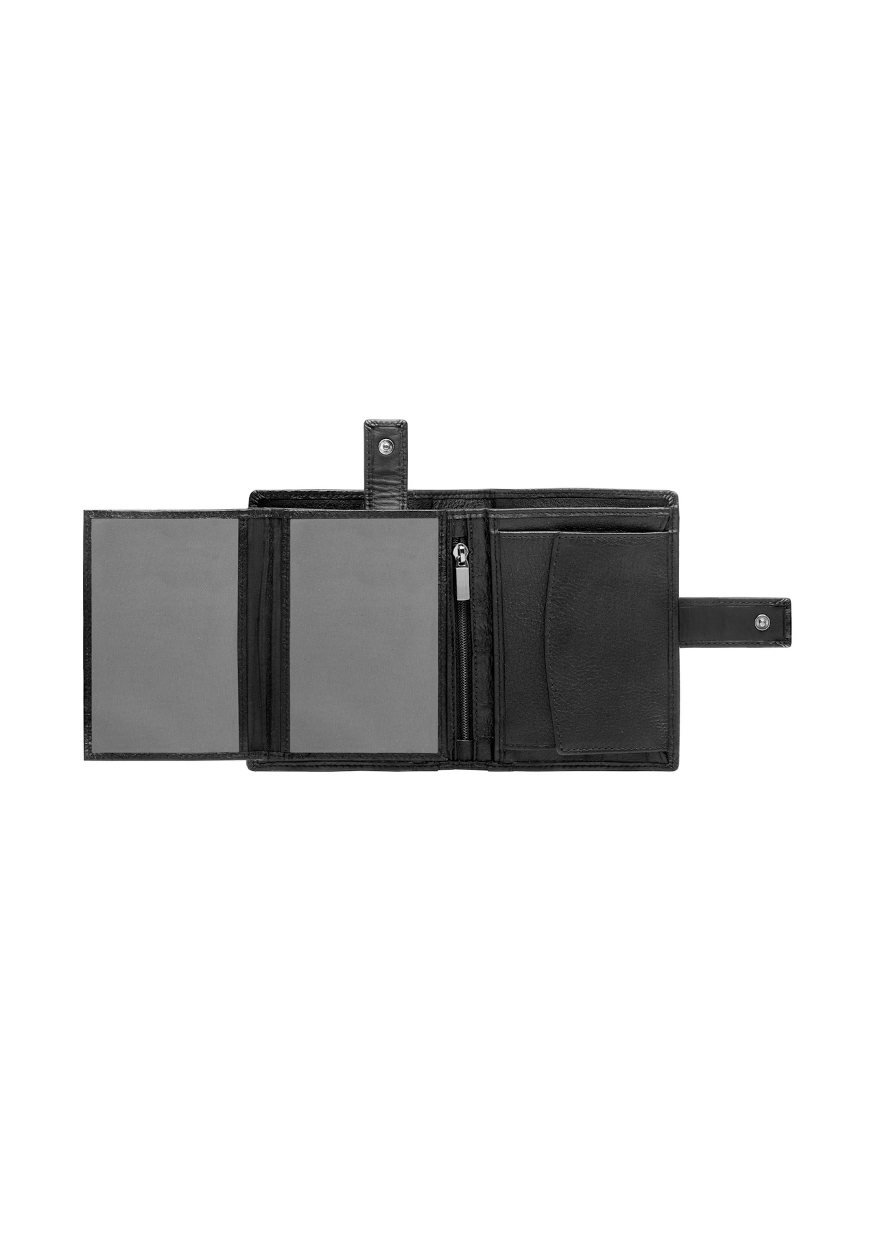 Black men's leather wallet PORMS-0682-99(W26), product view inside on white background.