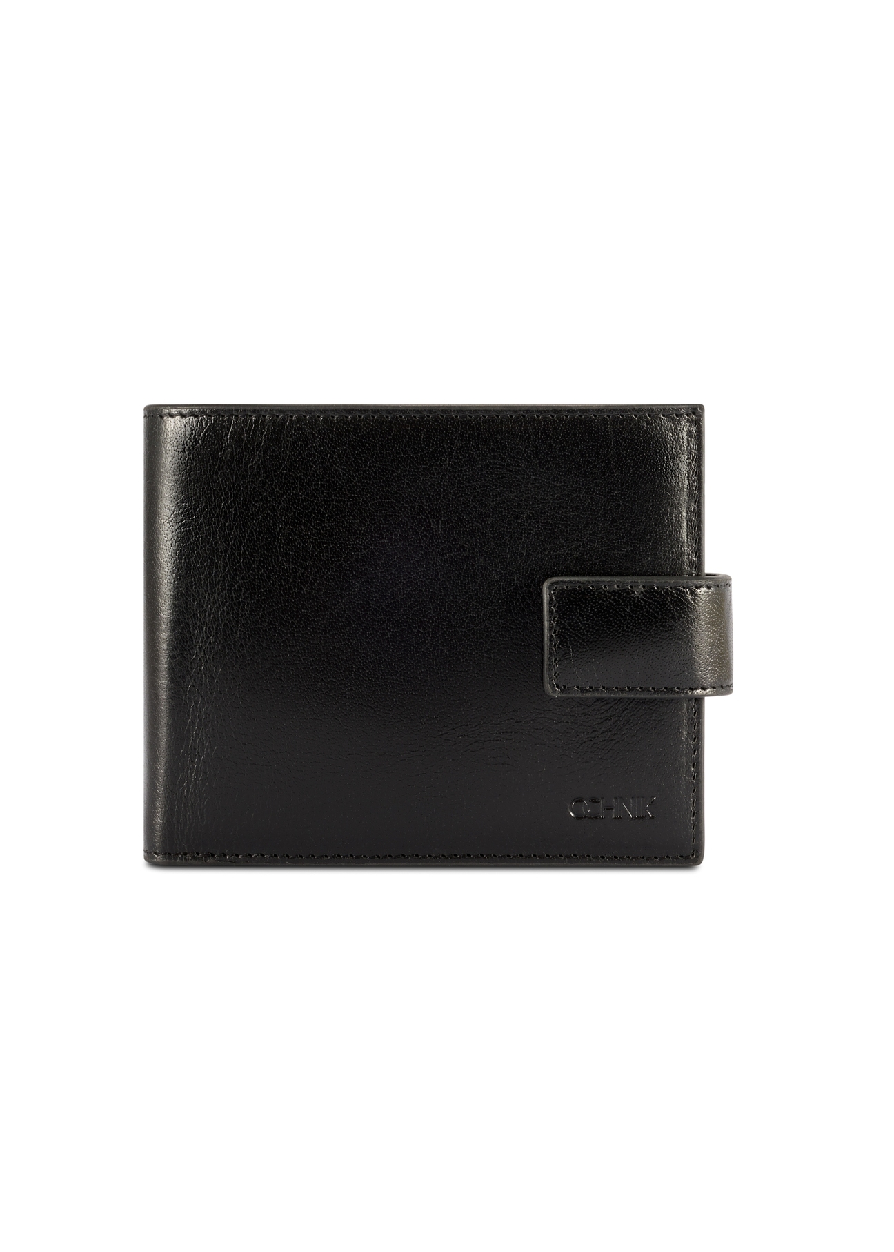 Black men's leather wallet PORMS-0676-99(W26), front product view on white background.