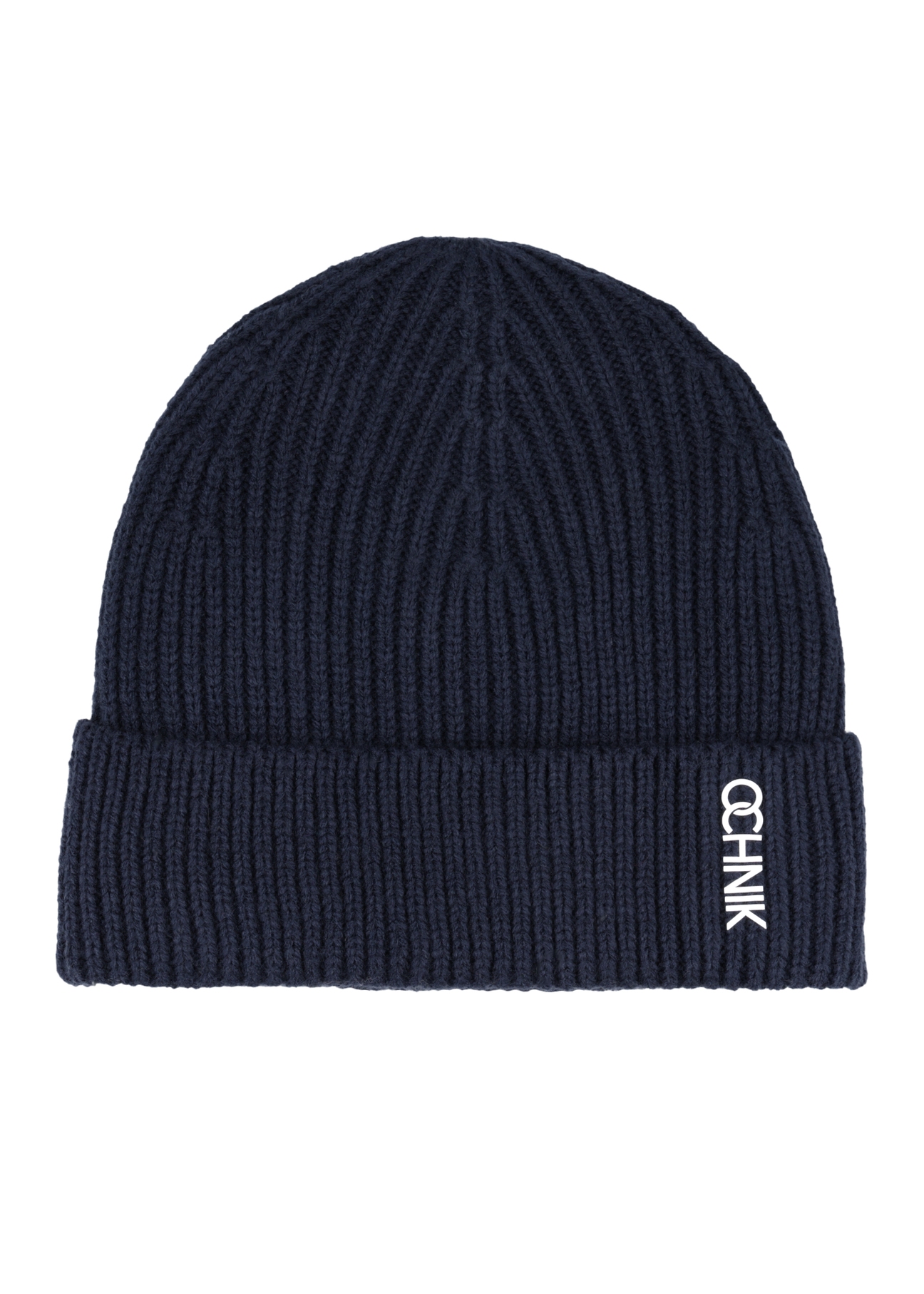 Navy blue men's winter hat CZAMT-0081-7E(Z26), front product view on white background.