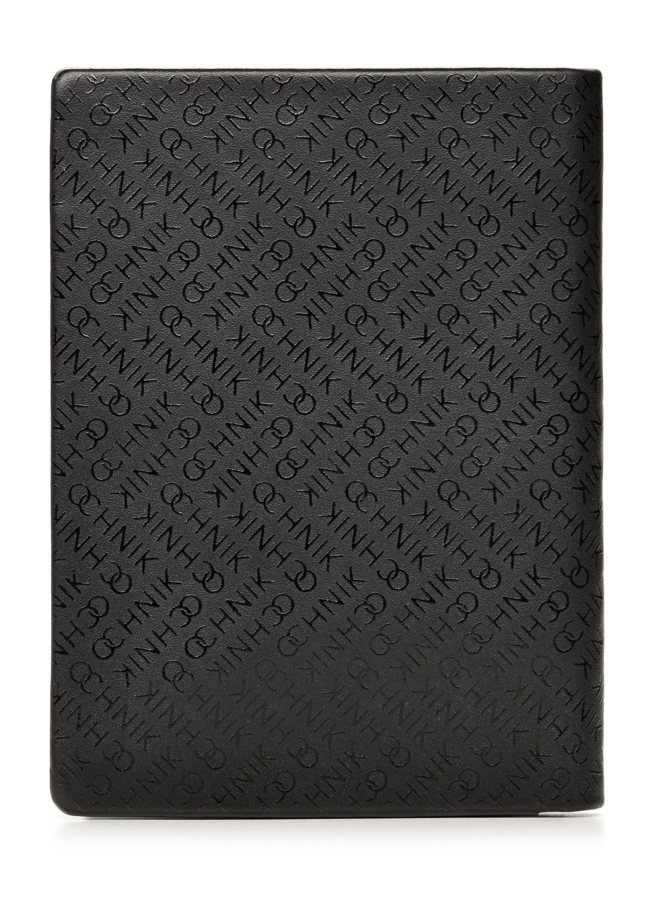Black men's leather wallet with logo PORMS-0665-99(Z25), product view from the back on a white background.
