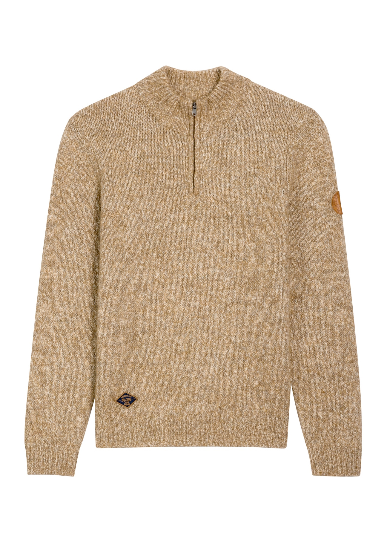 Men's camel wool sweater SWEMT-0218-1D(Z26), front product view on white background.