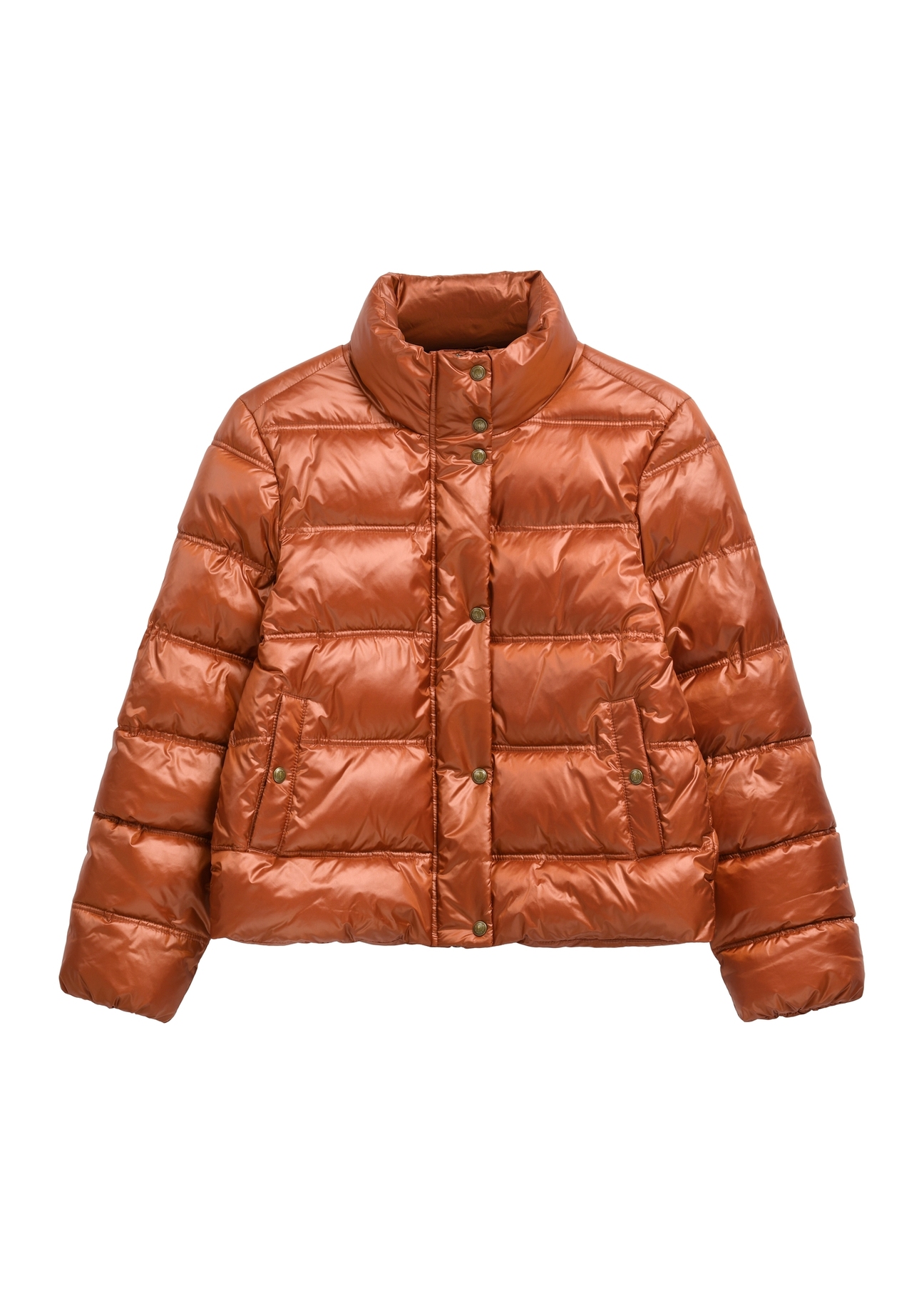 Women's jacket with a stand-up collar in red color KURDT-0669-3D(Z26)