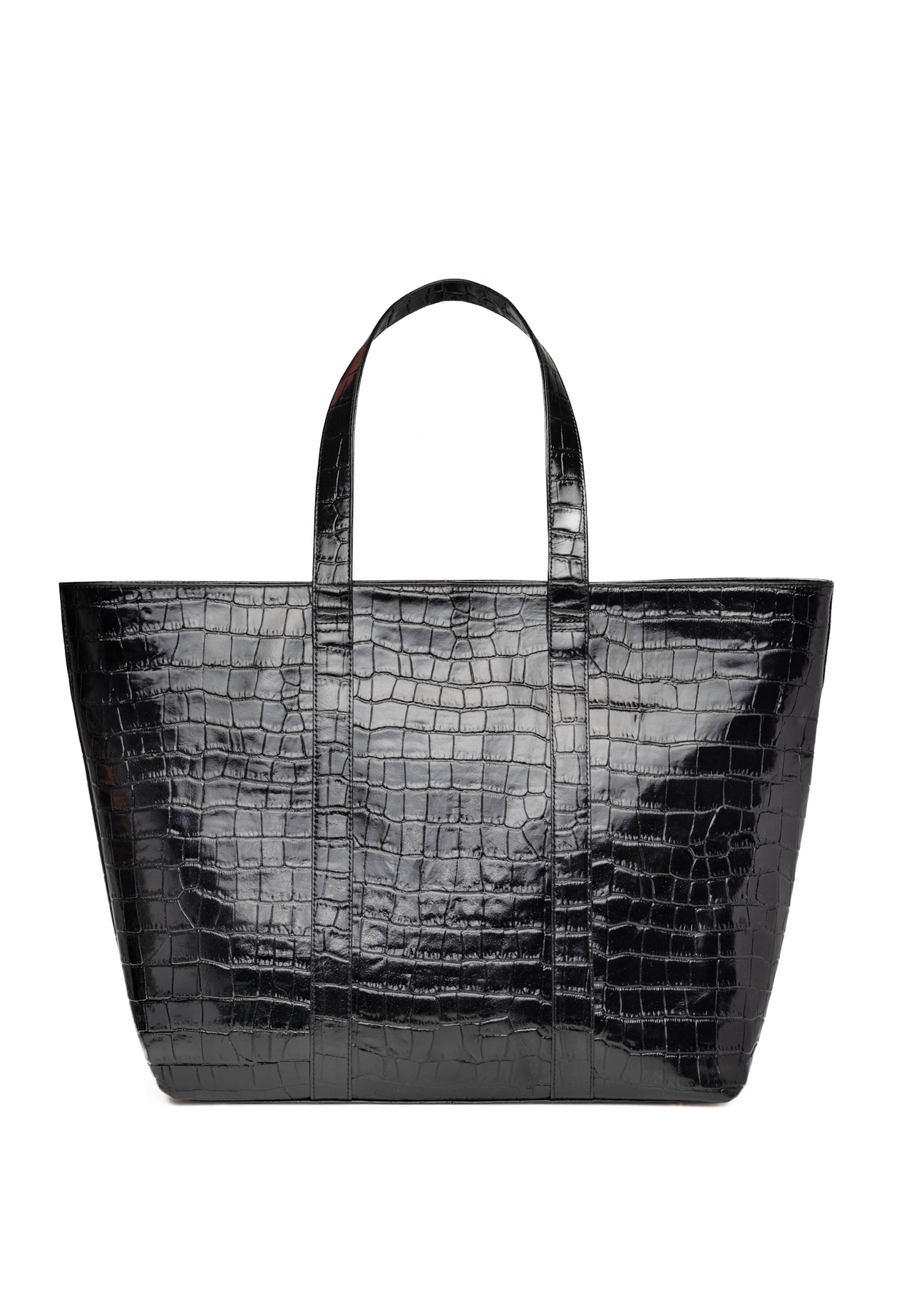 Women's croco shopper bag TORES-0700C-9G(W26), product view from the back on a white background.