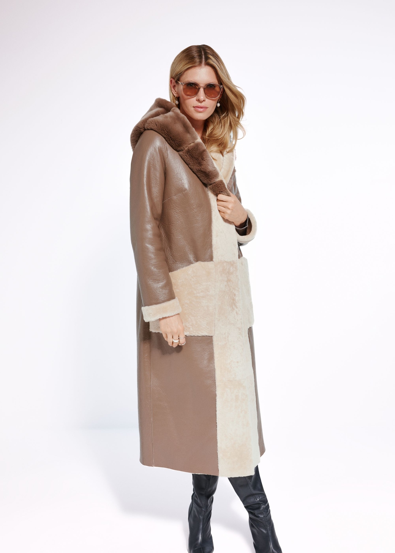 Leather double-sided women's sheepskin coat KOZDS-0082-5490(Z24)-01