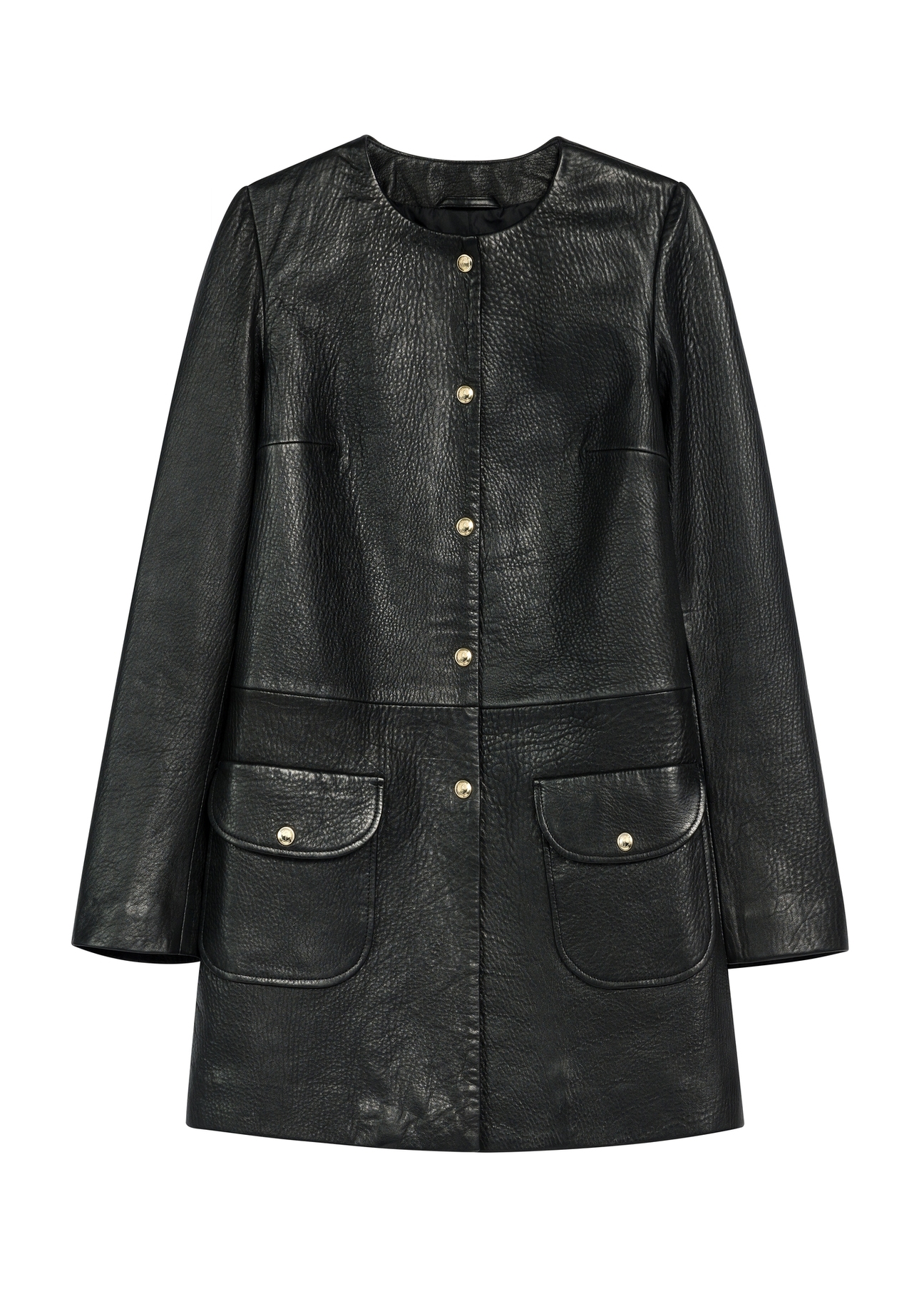 Black women's leather jacket KURDS-0583-99(W26), front product view on white background.