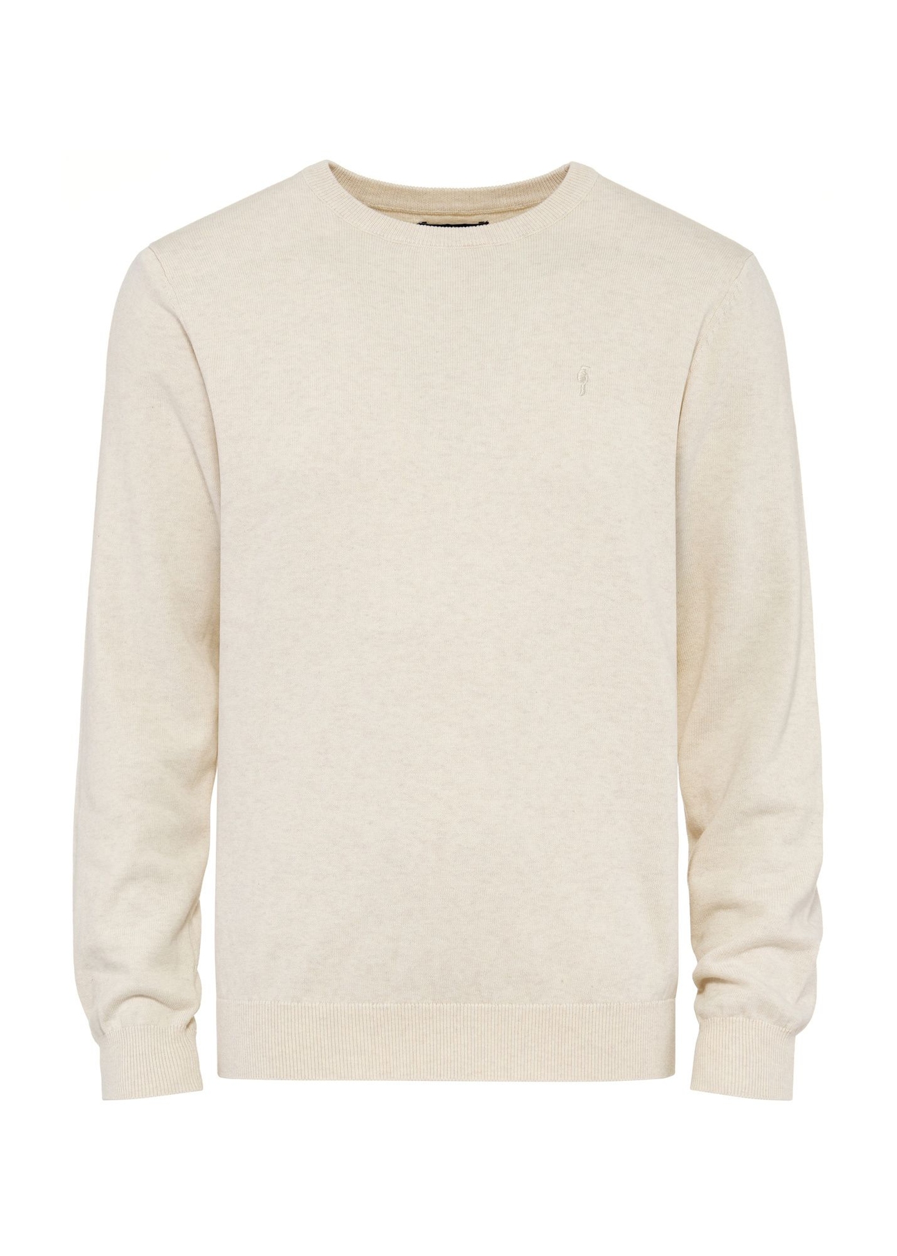 Beige cotton men's sweater SWEMT-0114A-80(Z25) - front product view on white background.