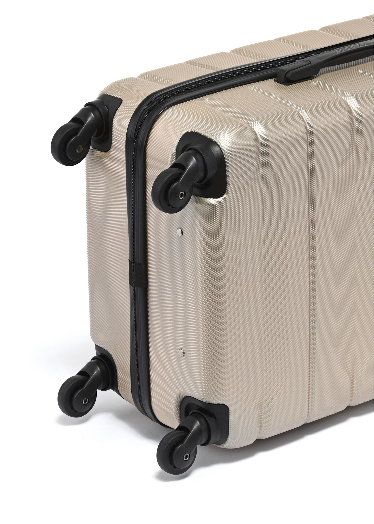 Large suitcase on wheels WALAB-0067-0X-28(W26), close-up of the product wheels on a white background.
