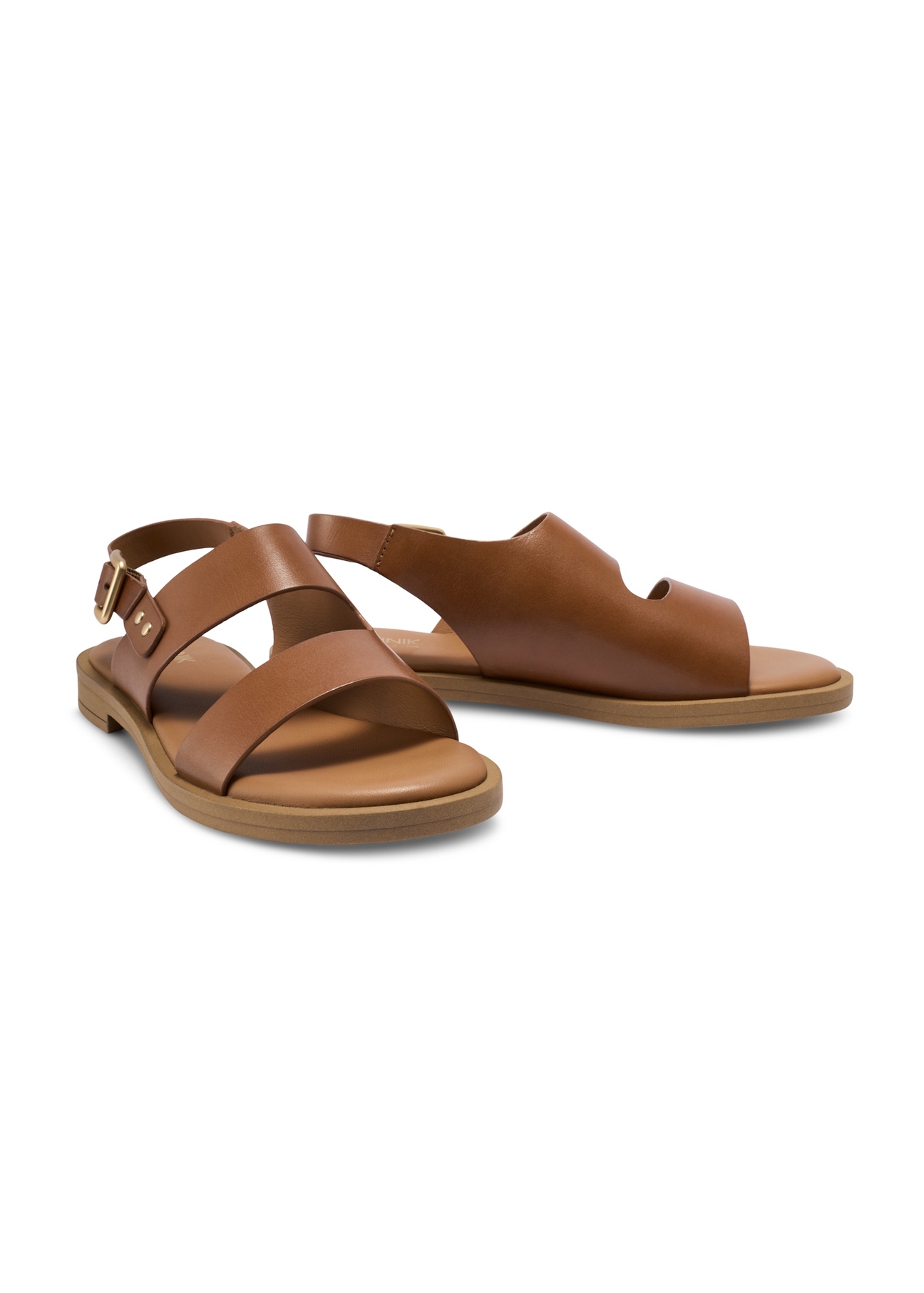 Women's leather sandals in cognac color BUTYD-1264-1F(W26), diagonal product view on a white background.
