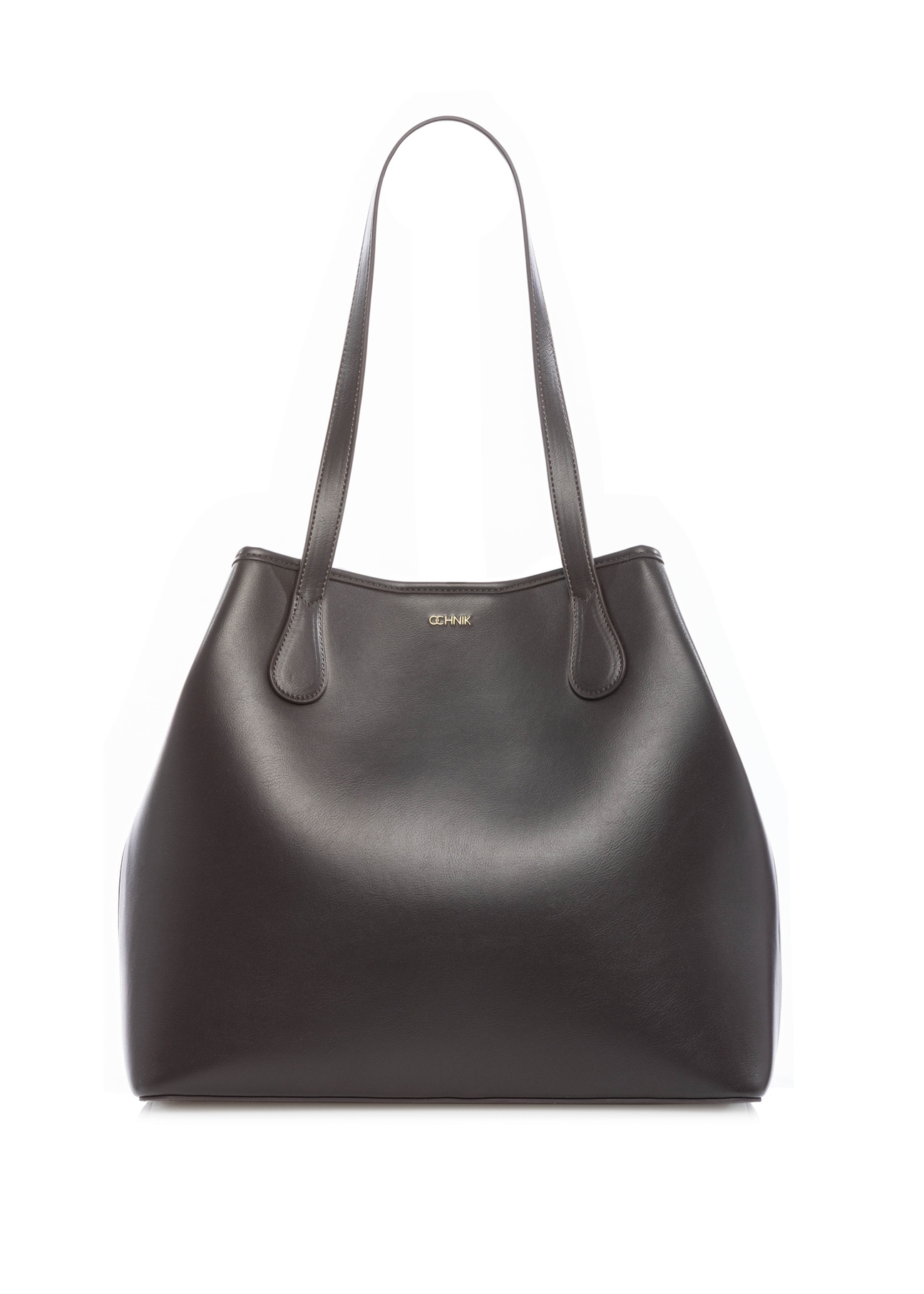 Brown women's shopper handbag TOREC-1235-1H(W26), front product view on white background.