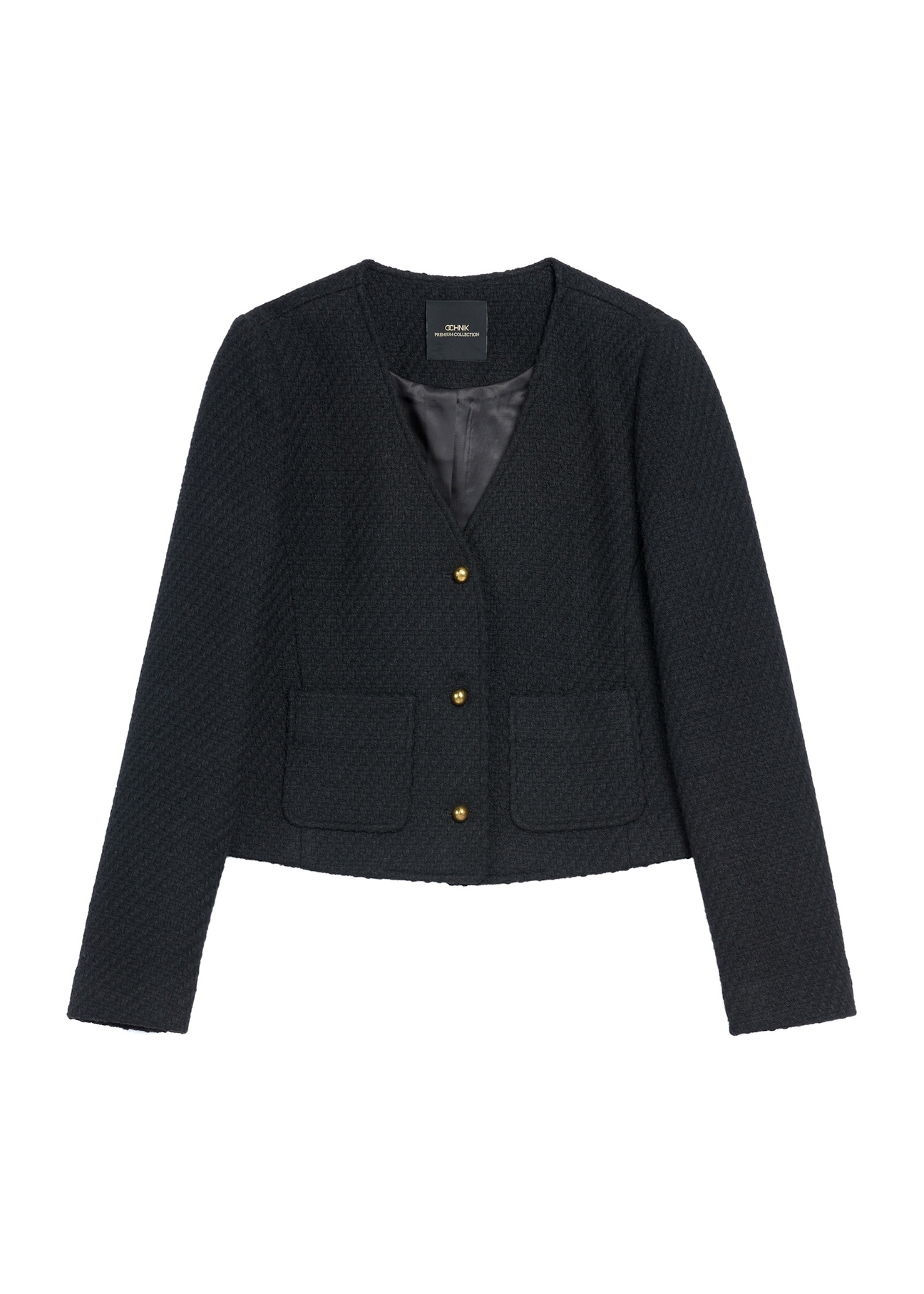 Black women's jacket ZAKDT-0046-99(Z25), front product view on white background.