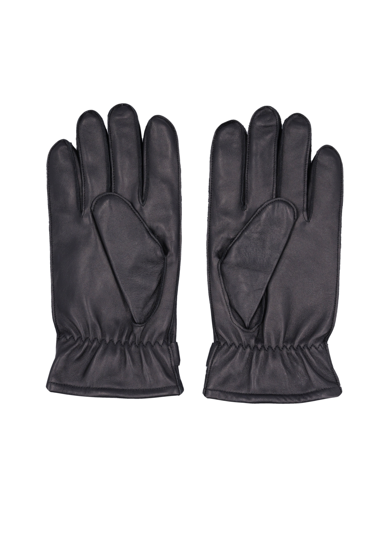 Men's leather gloves with wool lining REKMS-0092-99(Z26), back view of the product on a white background.