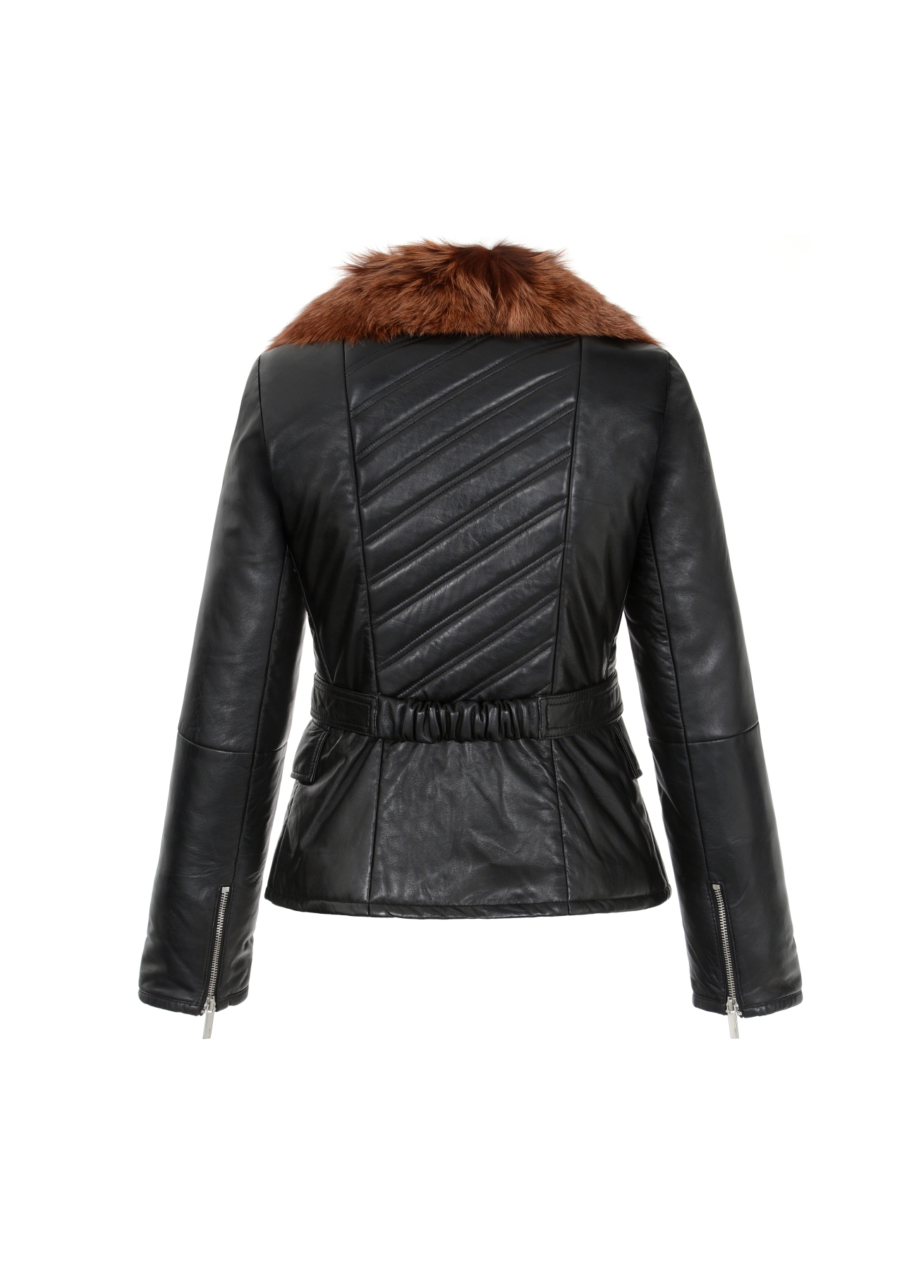 Women's leather jacket with belt KURDS-0251-2038(Z20)-06