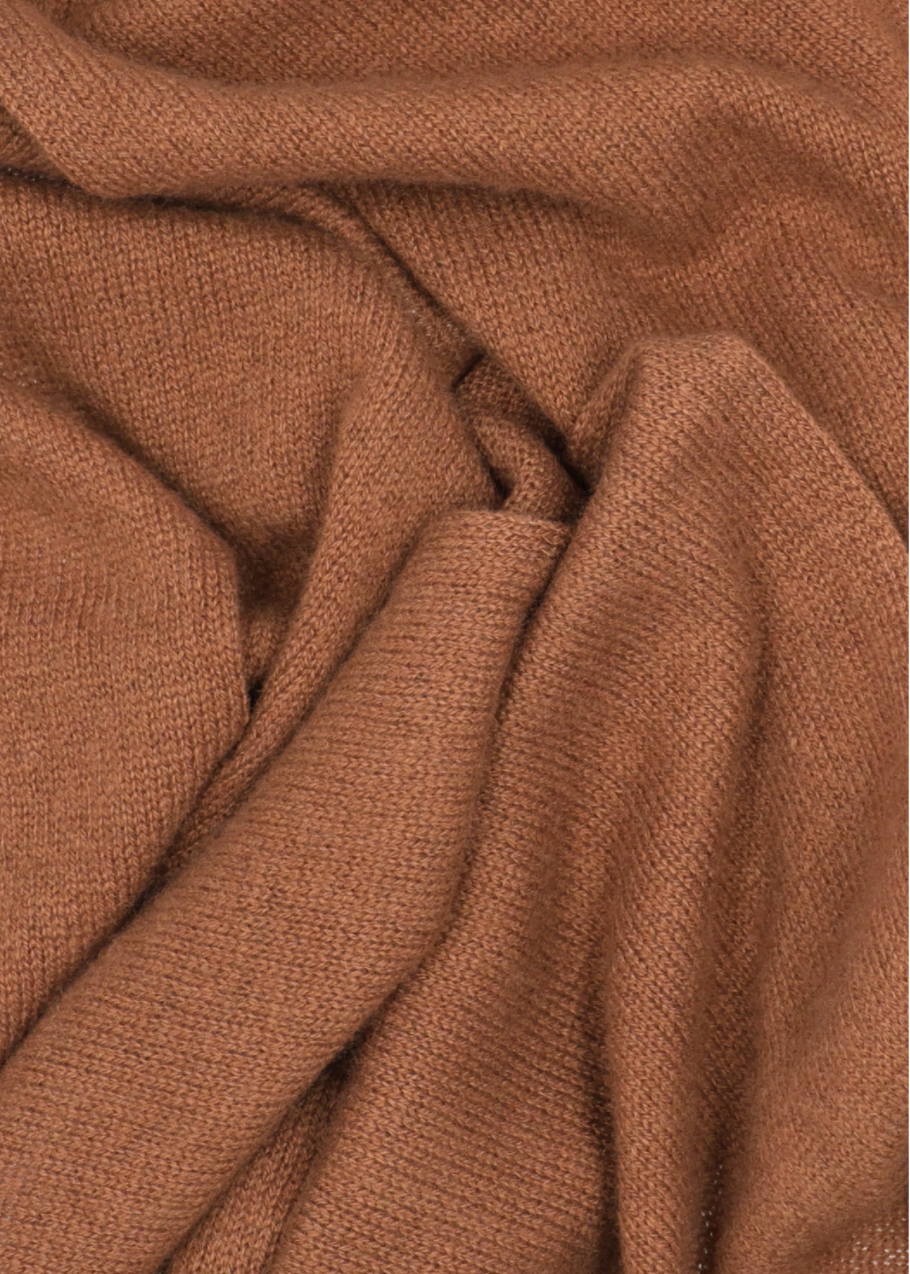 Women's cashmere scarf in camel color SZADT-0093-1D(Z26) - close-up of detail, on white background.