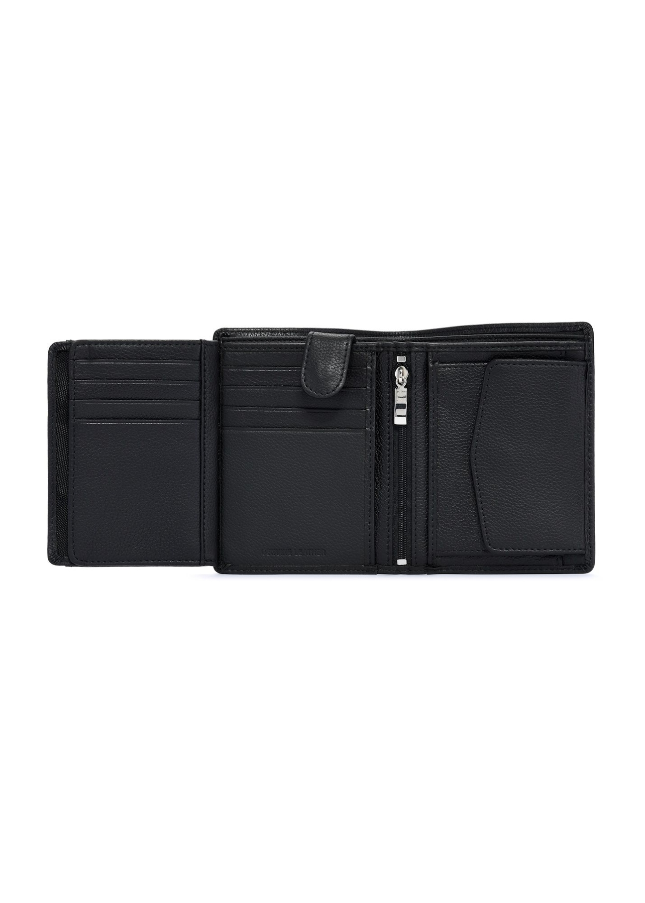 Black men's leather wallet PORMS-0632A-99(Z25), product view inside on white background.