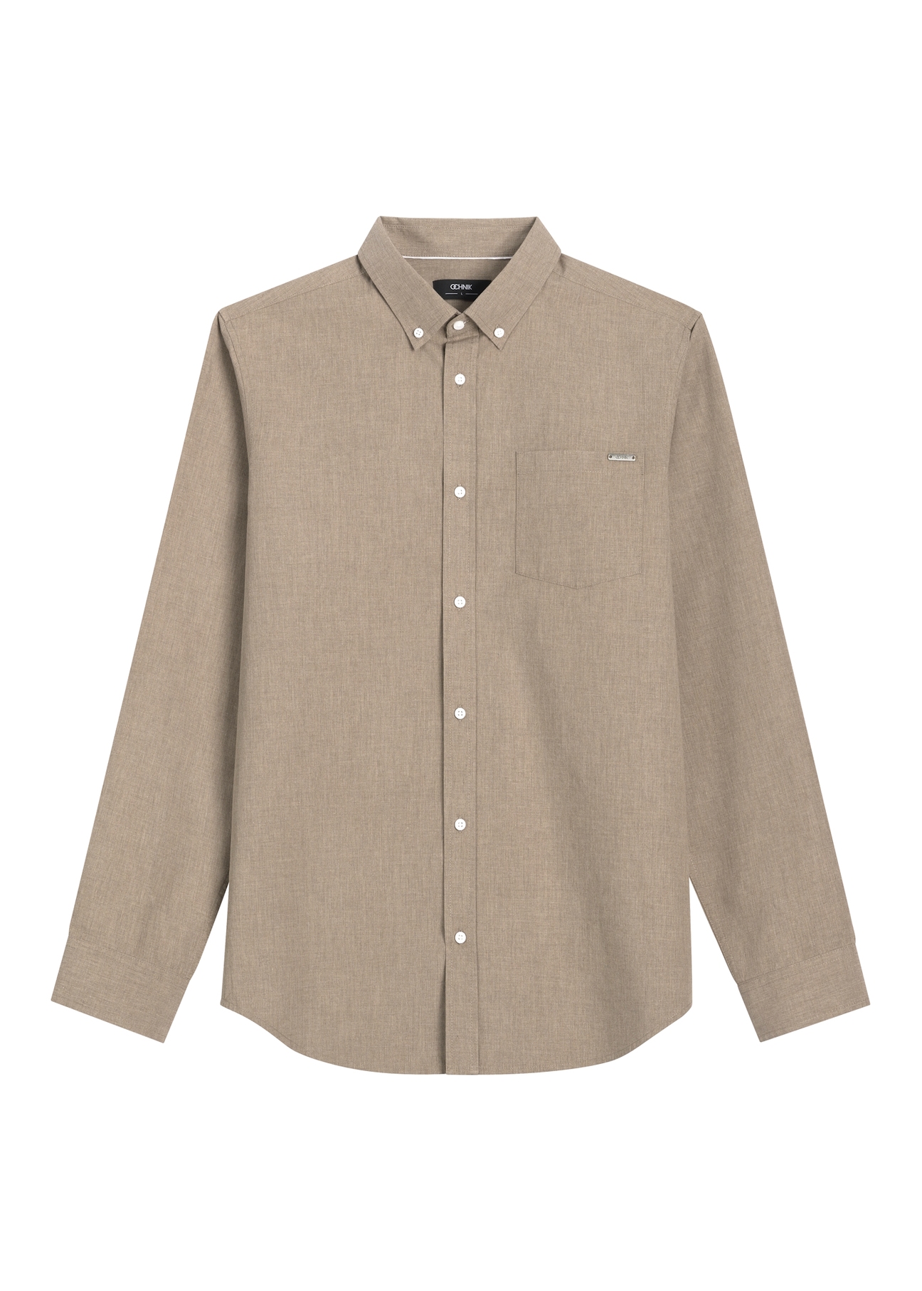 Men's cotton shirt in camel color KOSMT-0361-1D(W26)