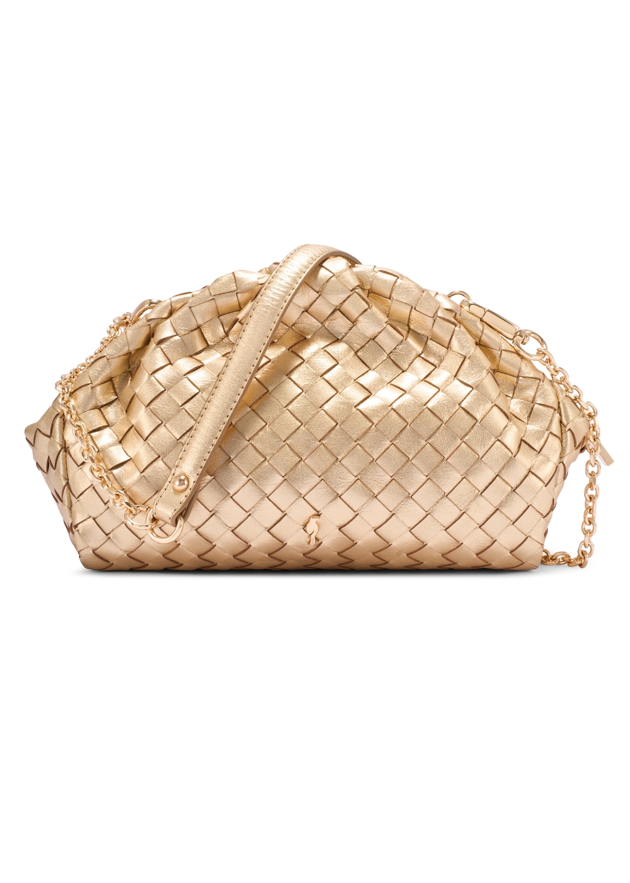 Leather gold braided women's handbag TORES 1291-2X(W26) - front product view, on a white background.