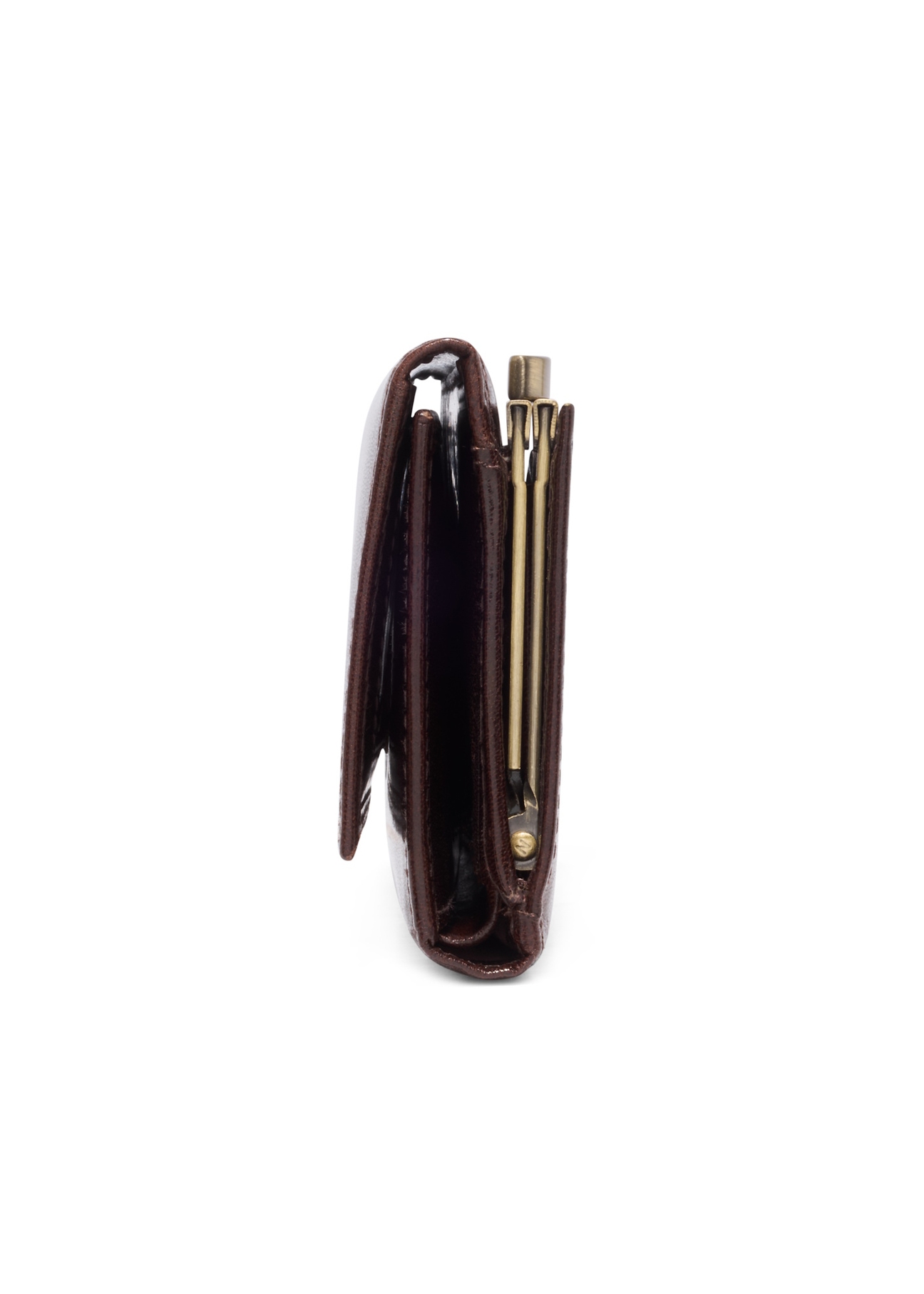 Brown leather women's wallet PL-189-1H(KS), side product view on white background.