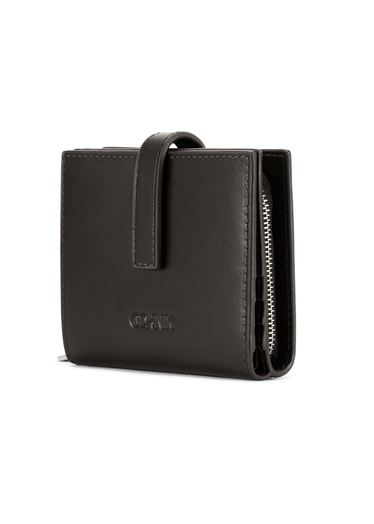 Black leather women's wallet PORES-0975-99(Z25), diagonal product view on white background.