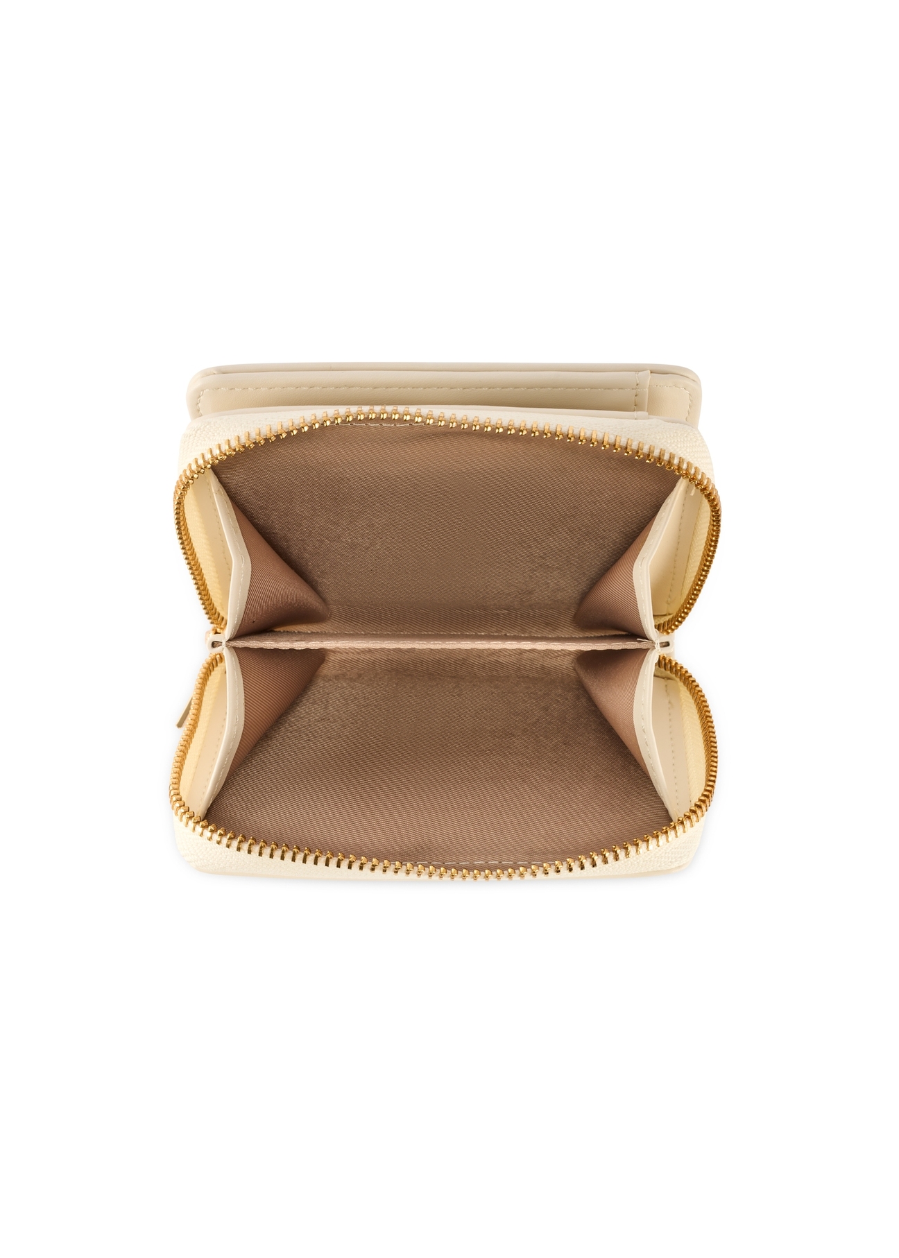 Cream medium women's wallet POREC-0412-0B(W26), product view inside on white background.
