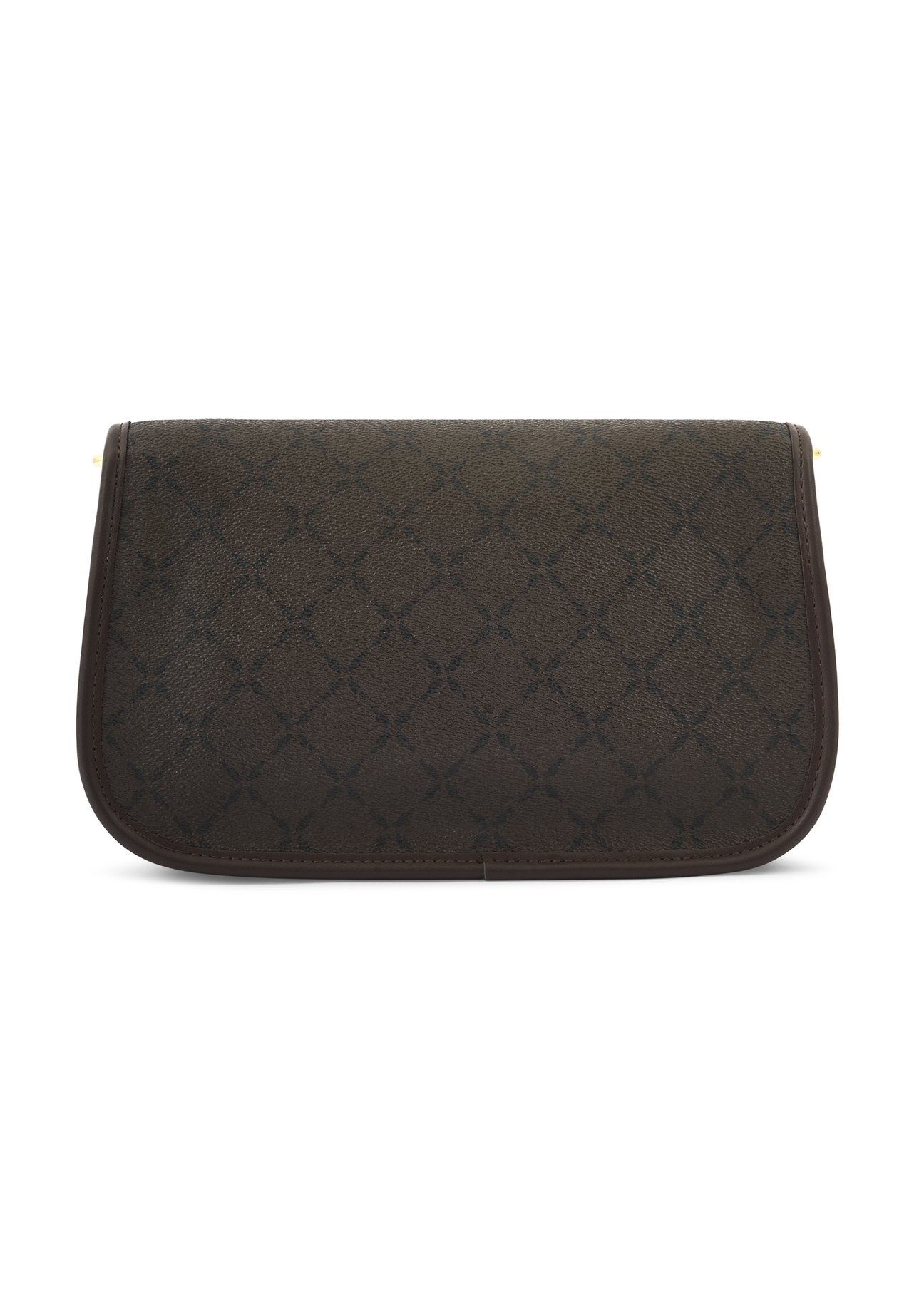 Brown messenger bag with monogram TOREC-1300-1P(Z26), back view of the product on a white background.