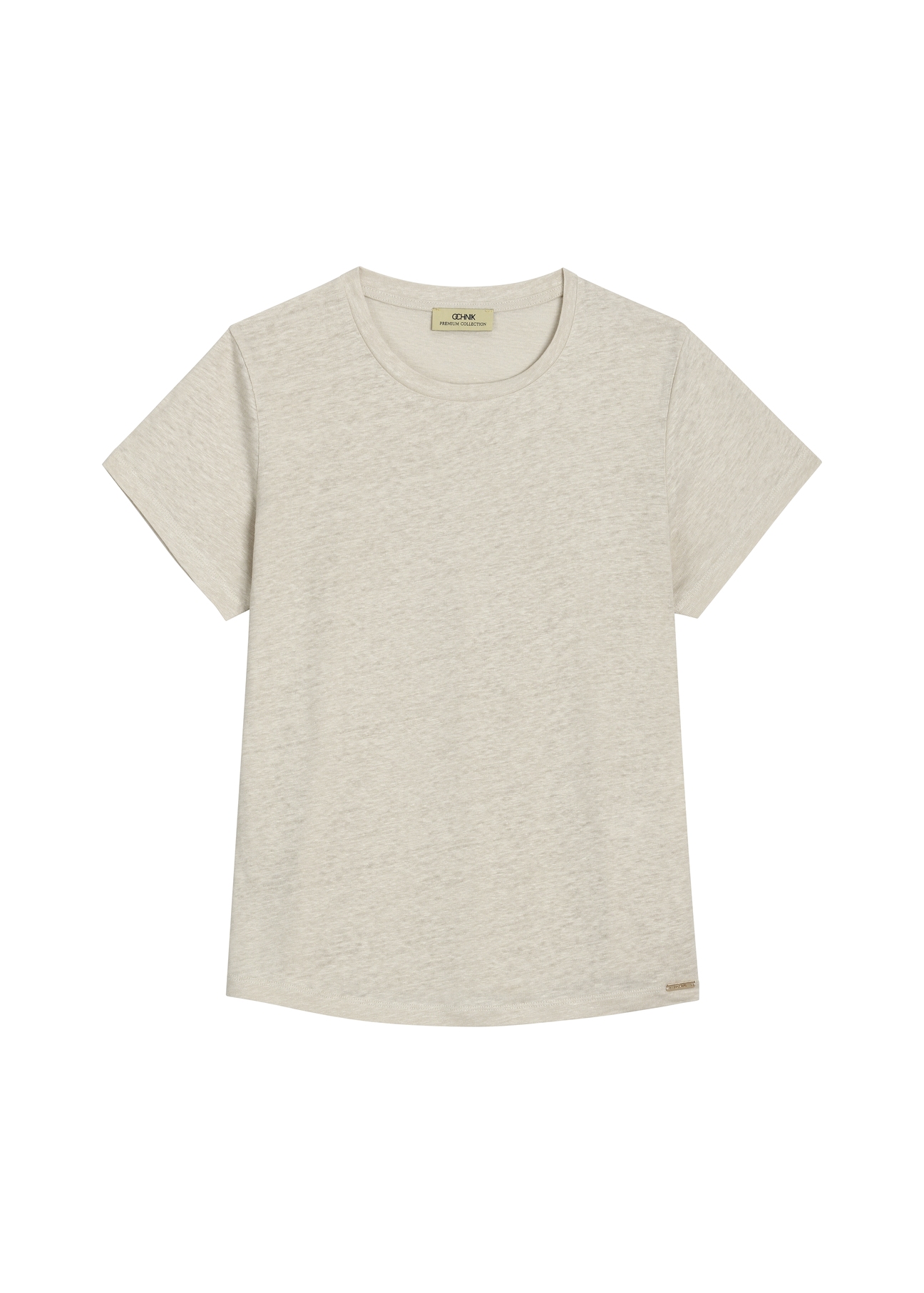 Light beige linen women's T-shirt TSHDT-0156-1A(W26)