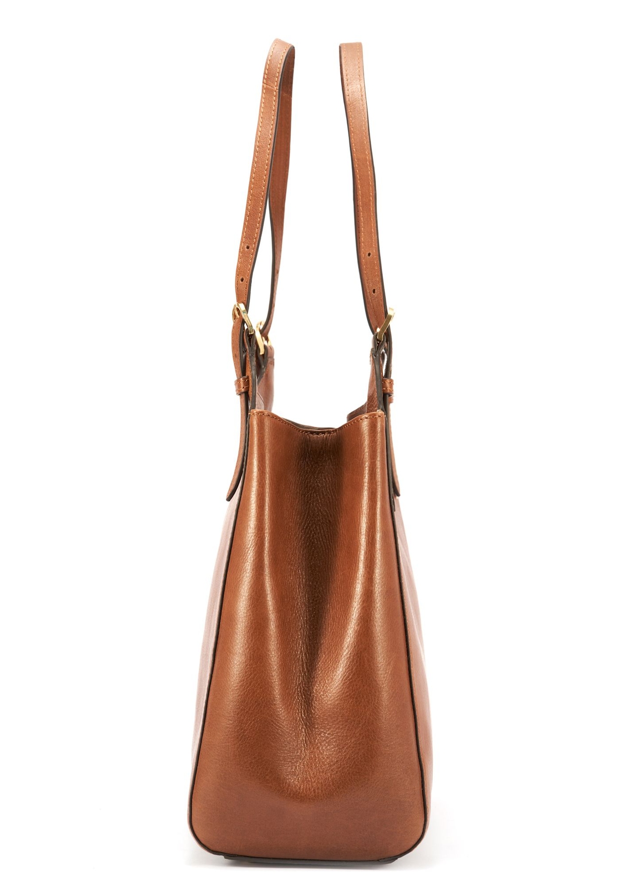 Brown leather women's handbag TORES-1106-1F(W26) - side view of the product on a white background.