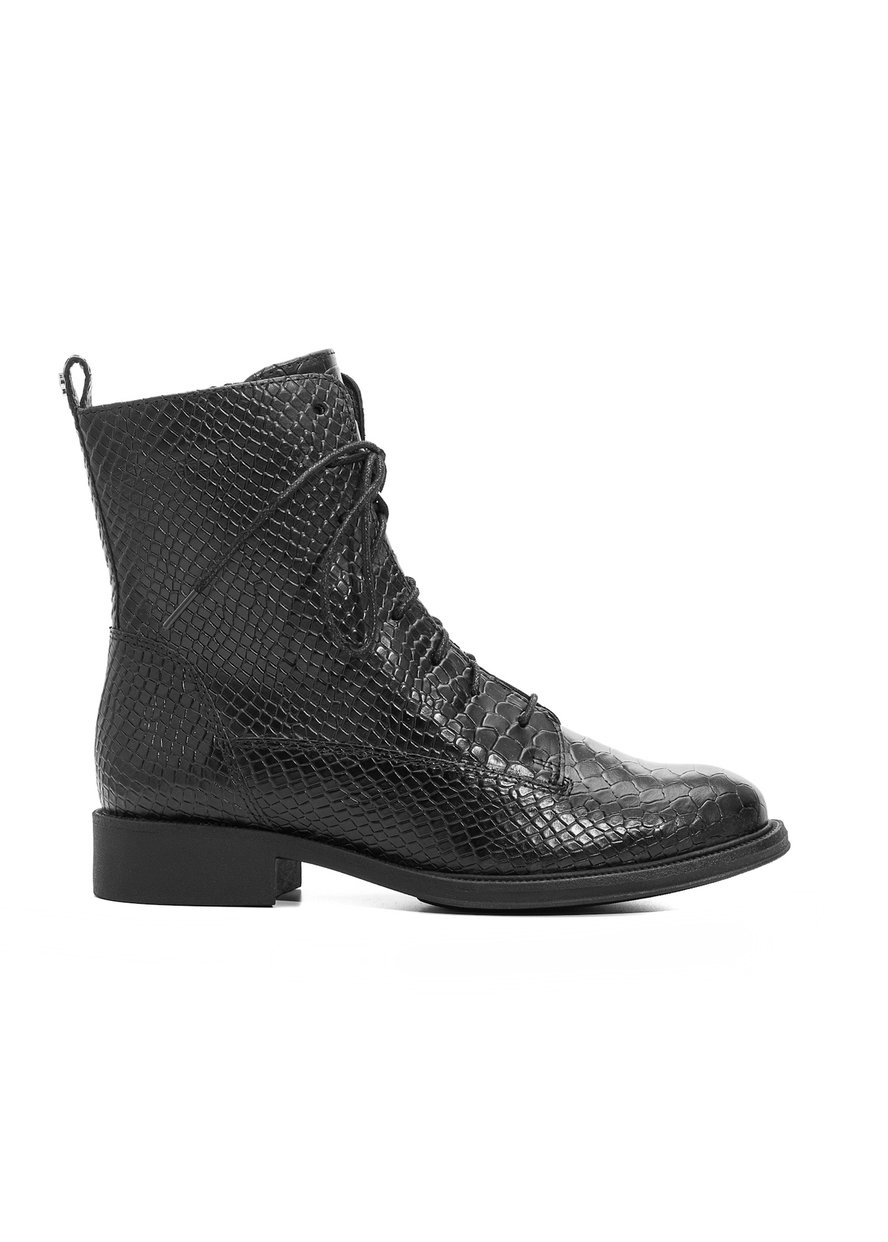 Women's leather ankle boots BUTYD-1200-99(Z25), side view of the product on a white background.
