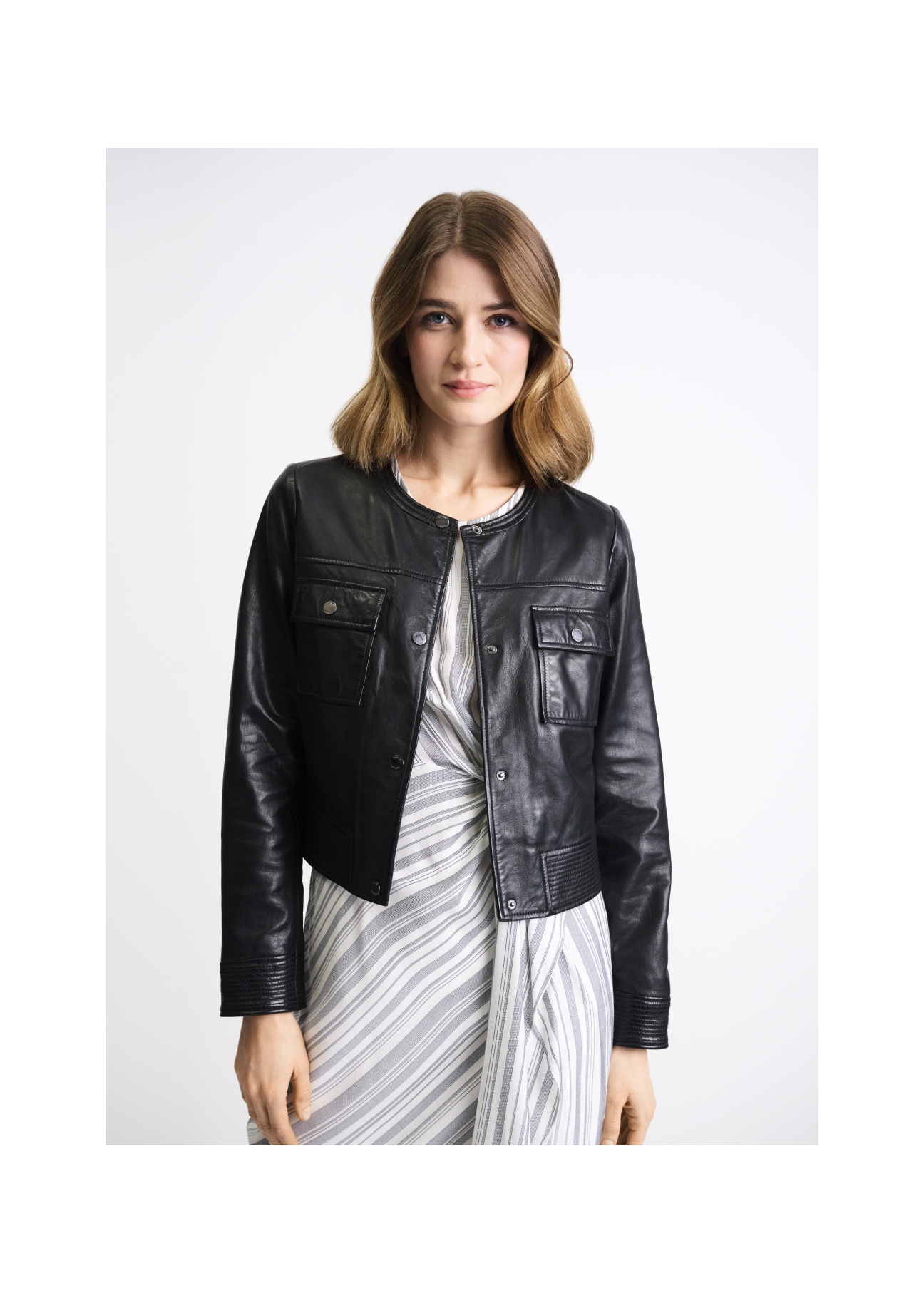 Women's leather transitional jacket KURDS-0346-1202(W22)-02