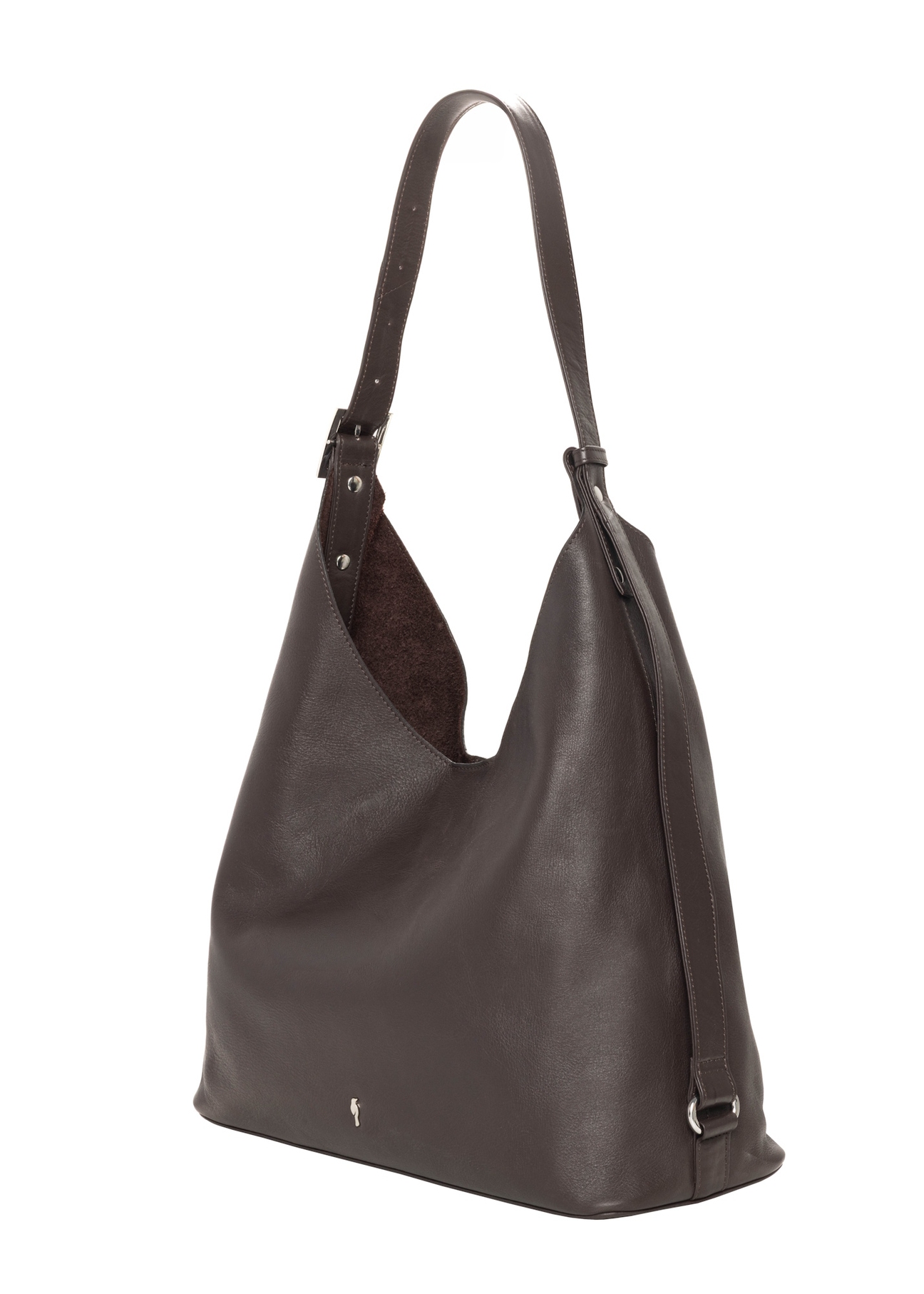 Brown leather women's shopper bag TORES-1334-1H(Z26), diagonal product view on a white background.