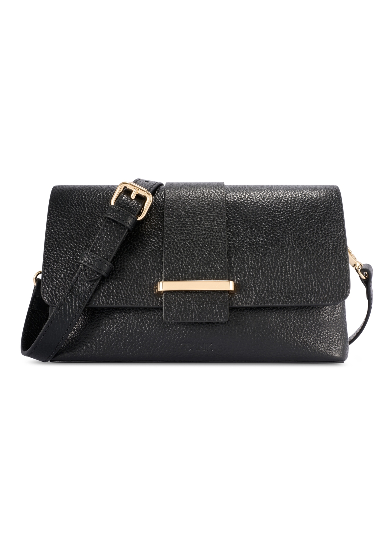 Women's leather handbag in black color TORES-1220-9I(W26) - front view of the product, on a white background.
