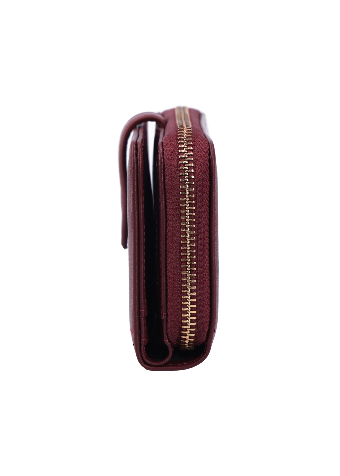 Burgundy large women's wallet POREC-0444-4D(Z26) - side view of the product, on a white background.