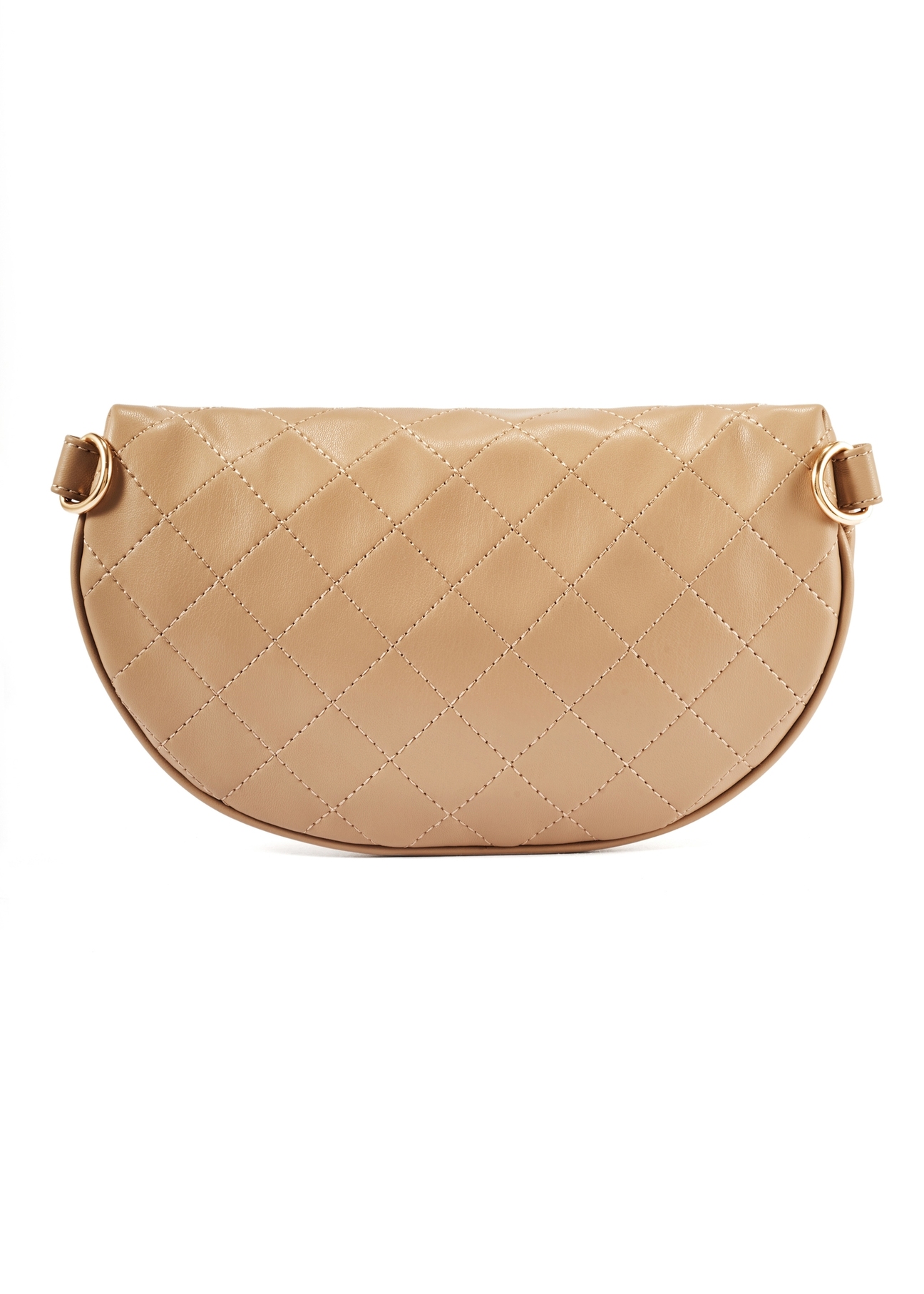 Quilted beige women's waist bag TOREC-0878B-81(Z25), product view from the back on a white background.