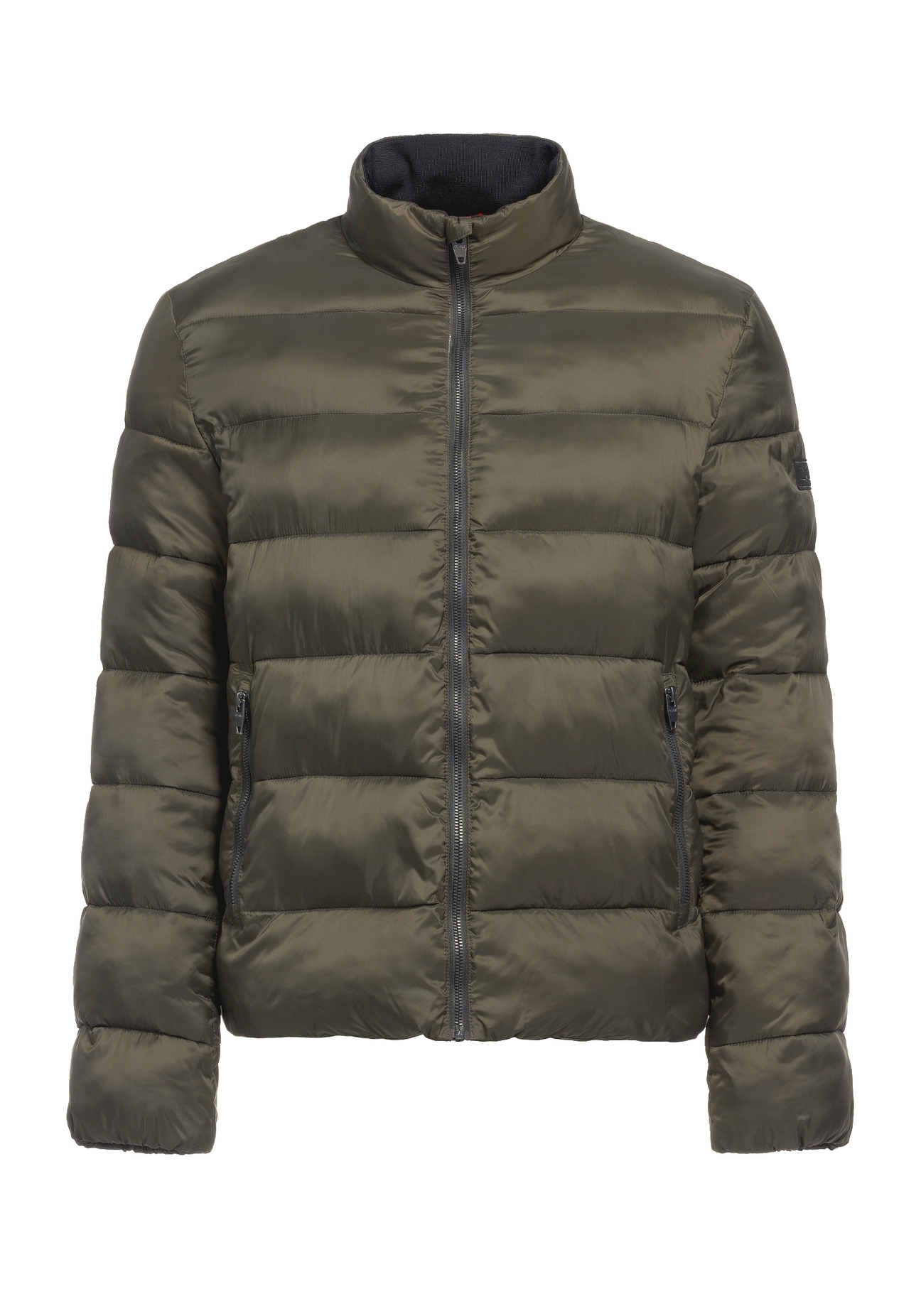 Men's olive transitional jacket KURMT-0389-57(Z25), product view from the front on a white background.