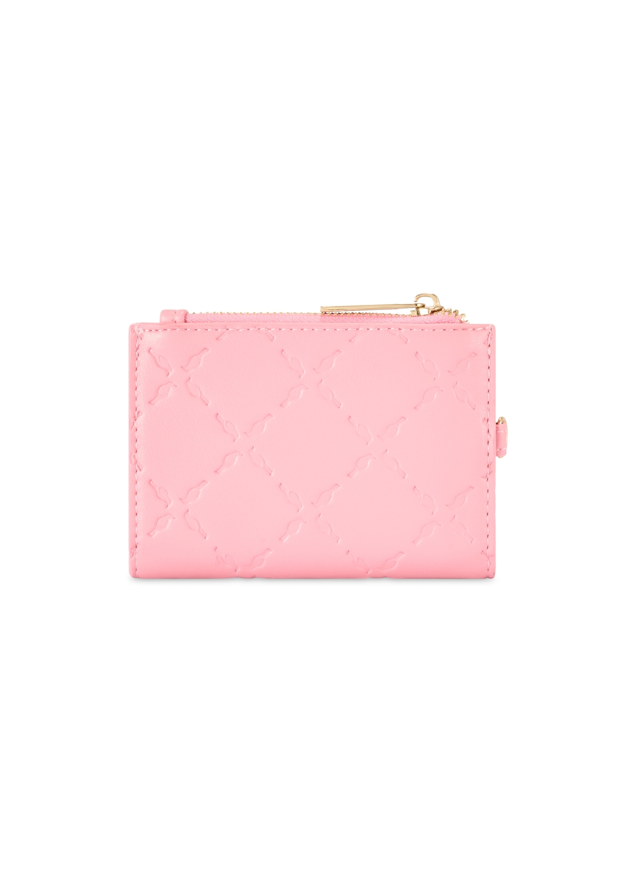 Pink small women's wallet with handle POREC-0407-5B(W26) - product view from the back, on a white background.