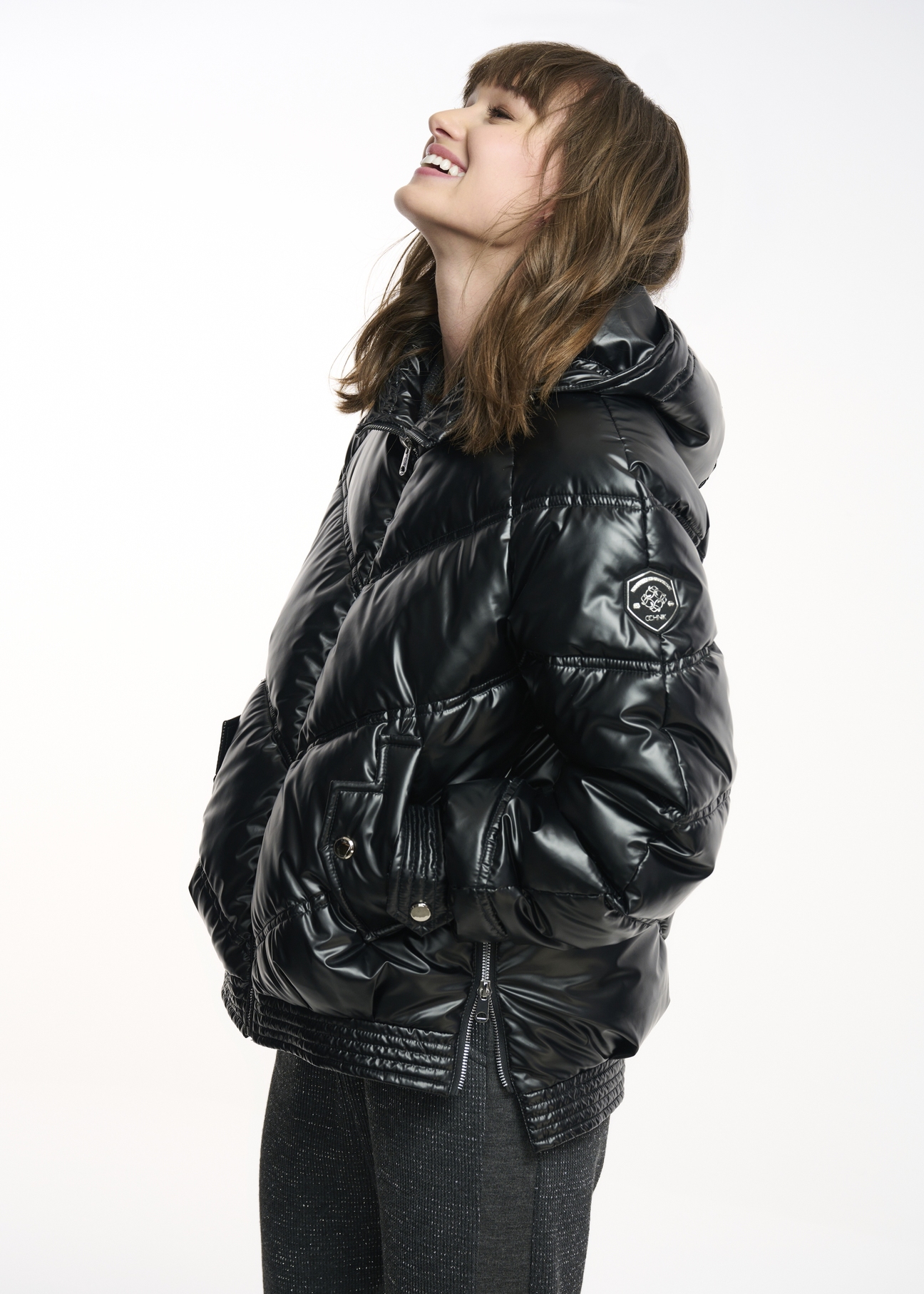Women's autumn jacket with hood KURDT-0396-99(Z22)-05