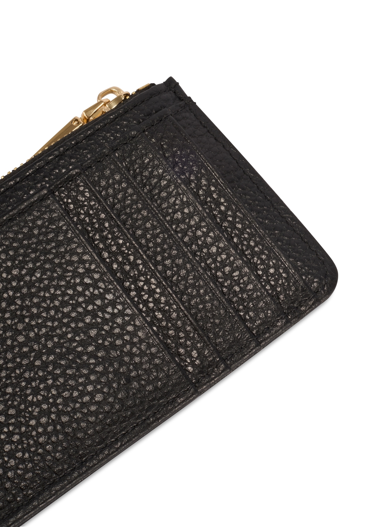 Black small leather women's wallet PORES-0978R-9I(W26), close-up of the product detail on a white background.