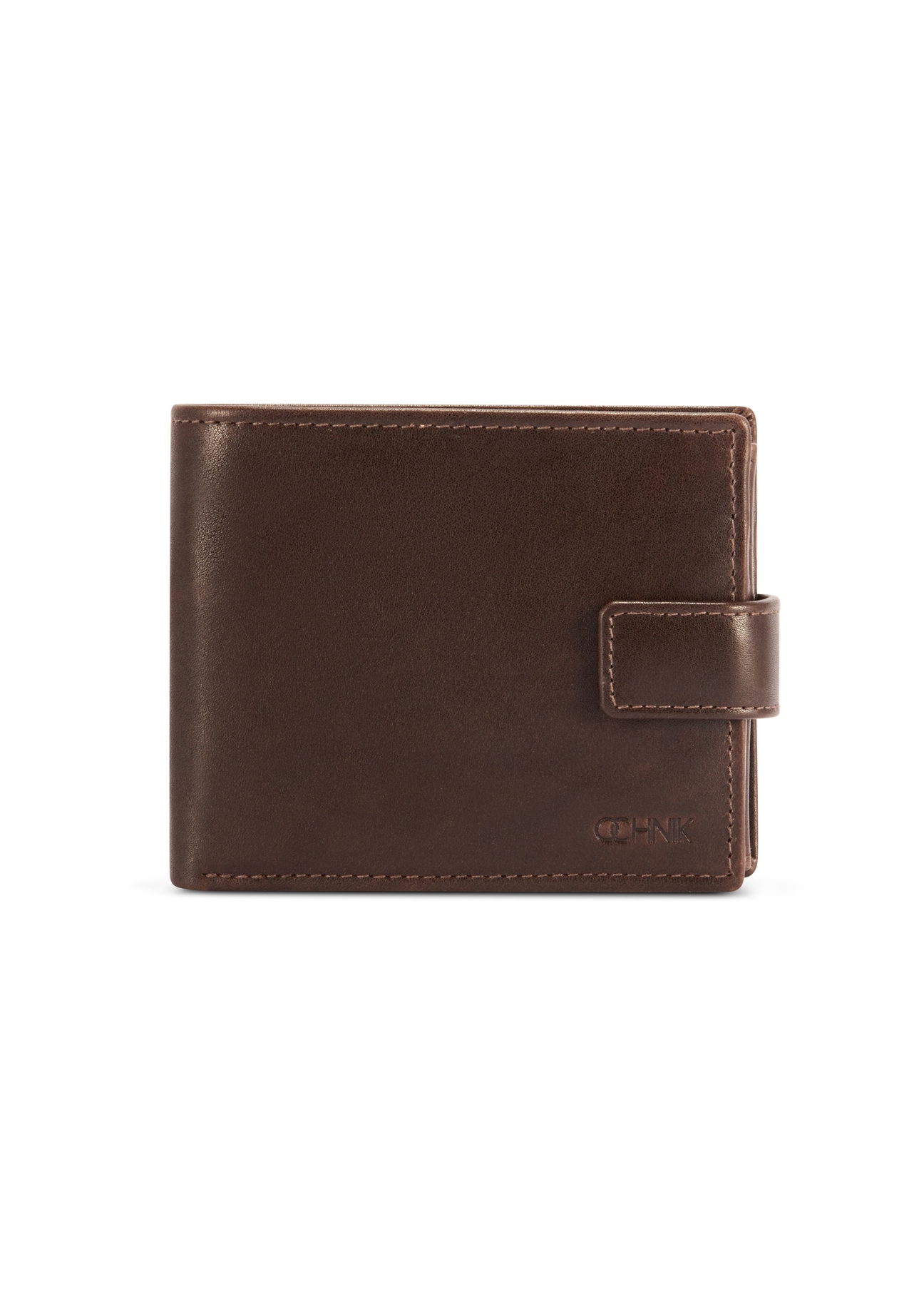 Men's brown leather wallet PORMS-0671-89(Z25), front product view on white background.