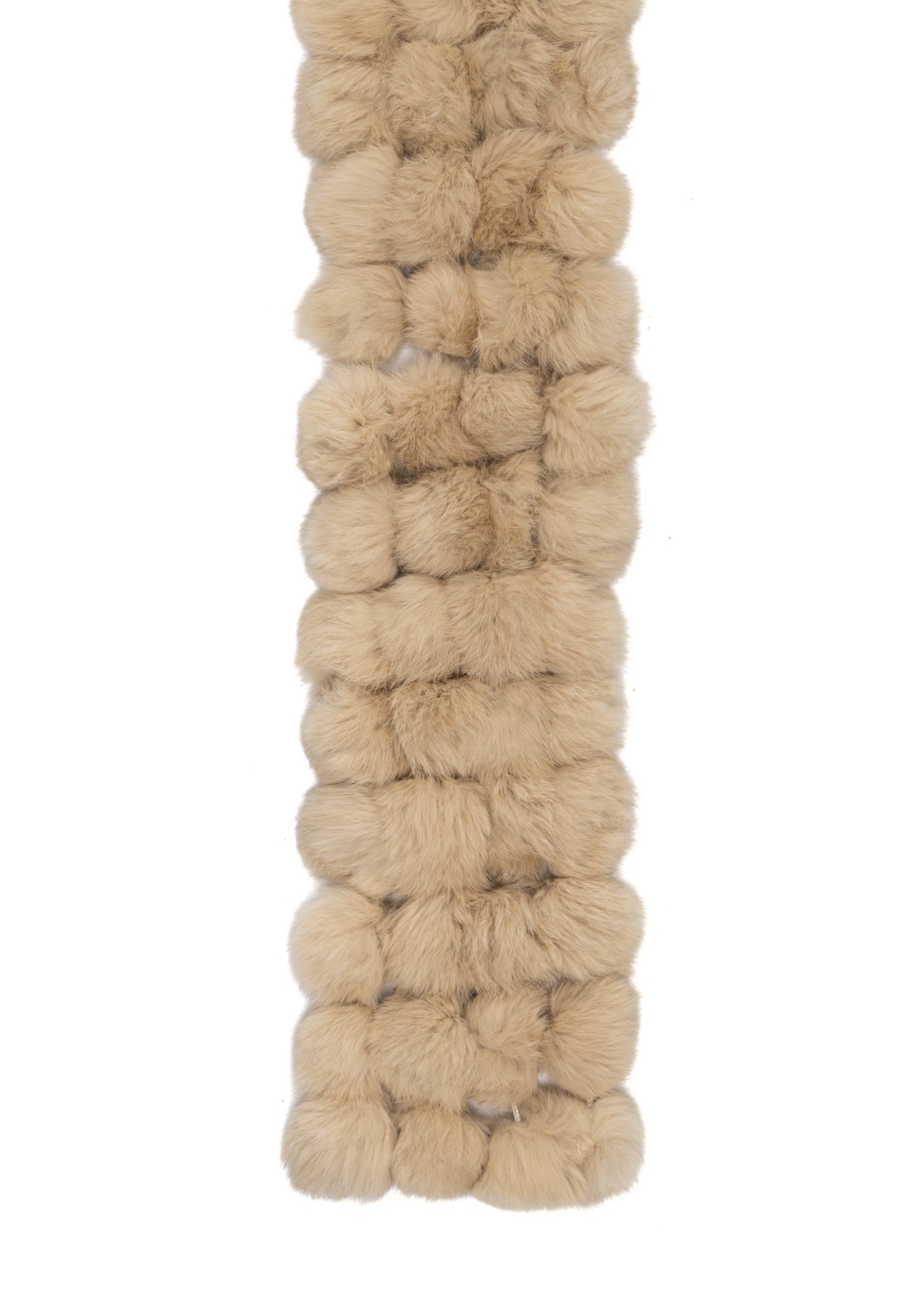 Beige women's natural fur scarf SZADF-0002-1B(Z26), front view of the product on a white background.
