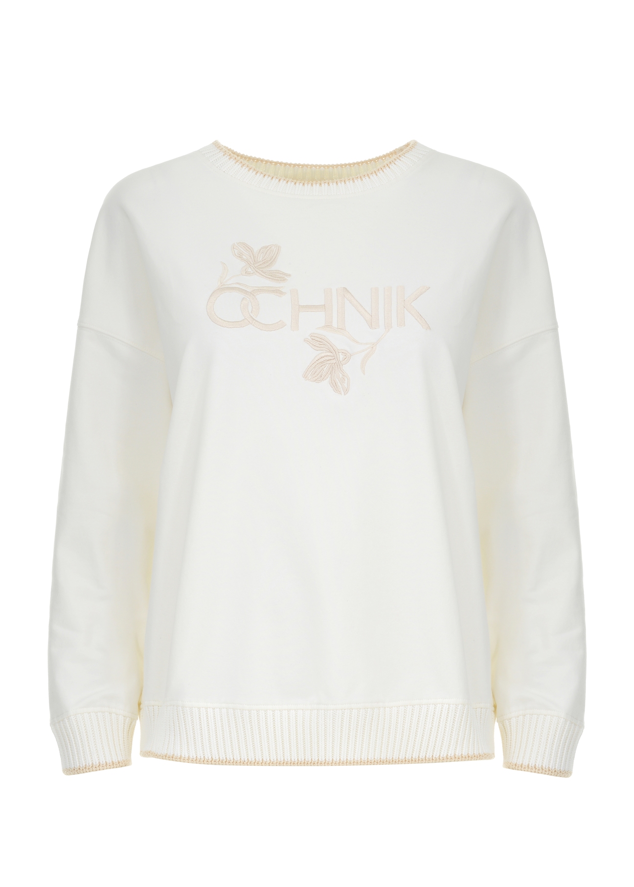 Cream women's sweatshirt with OCHNIK logo BLZDT-0076-11(Z22)-04