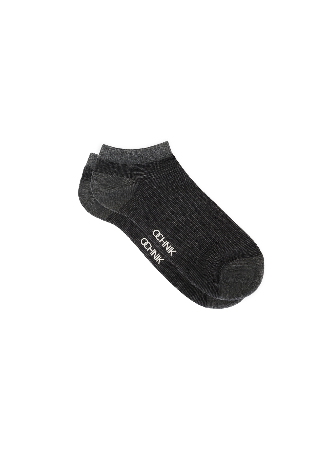 Men's gray striped socks SKAMT-0200-9B(W26), product view from the side on a white background.