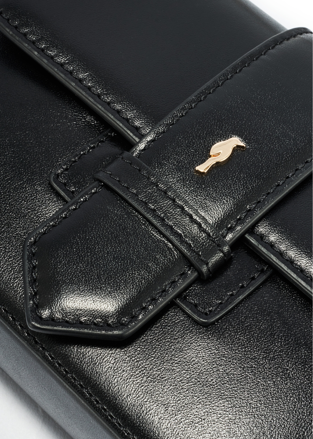 Black small leather handbag TORES-1150-99(Z25), close-up of the product detail on a white background.-02