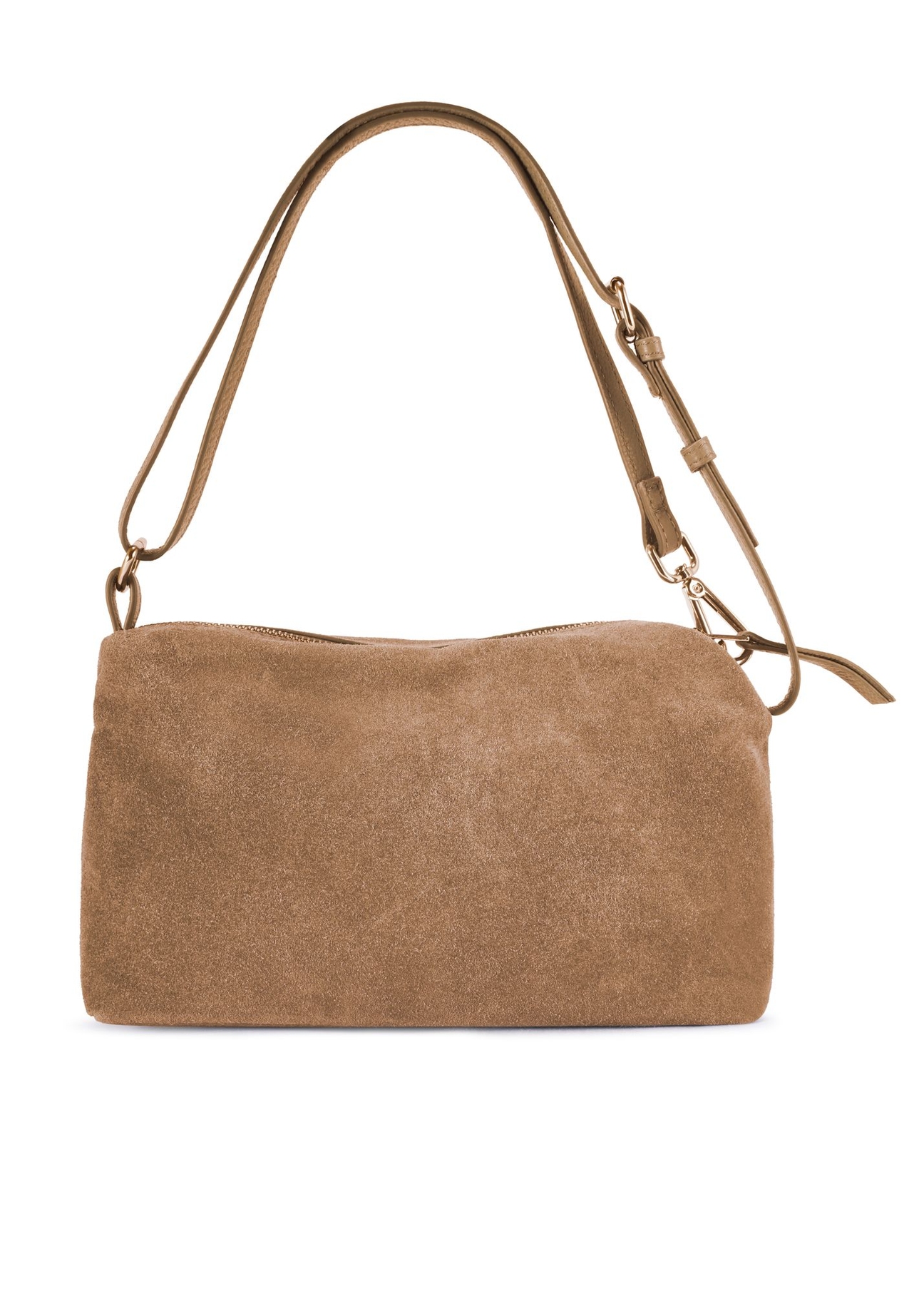 Beige suede women's handbag TORES-1249-1B(W26) - product view from the back, on a white background.
