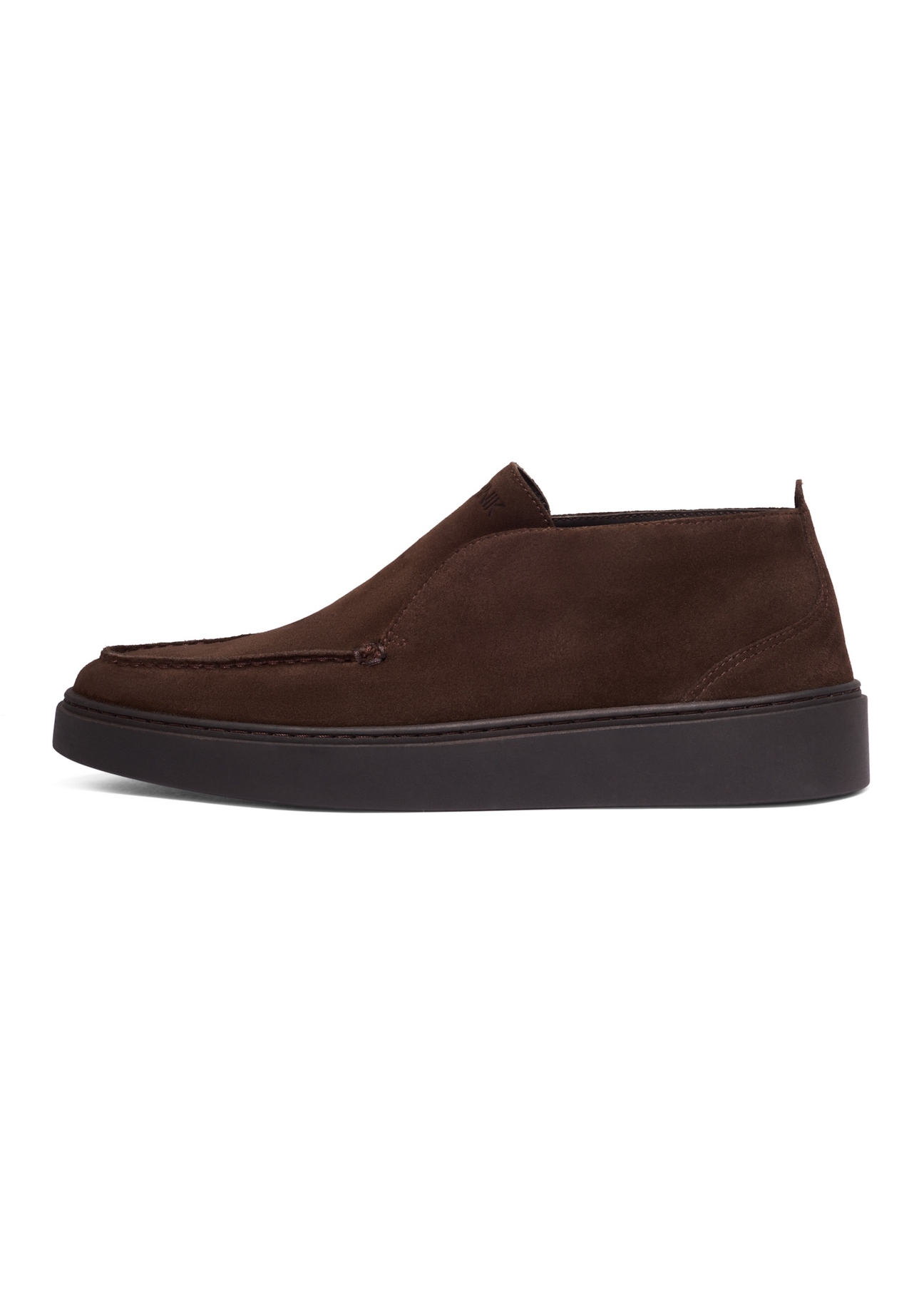 Dark brown suede men's shoes BUTYM-0549-1I(Z26), side view of the product on a white background.
