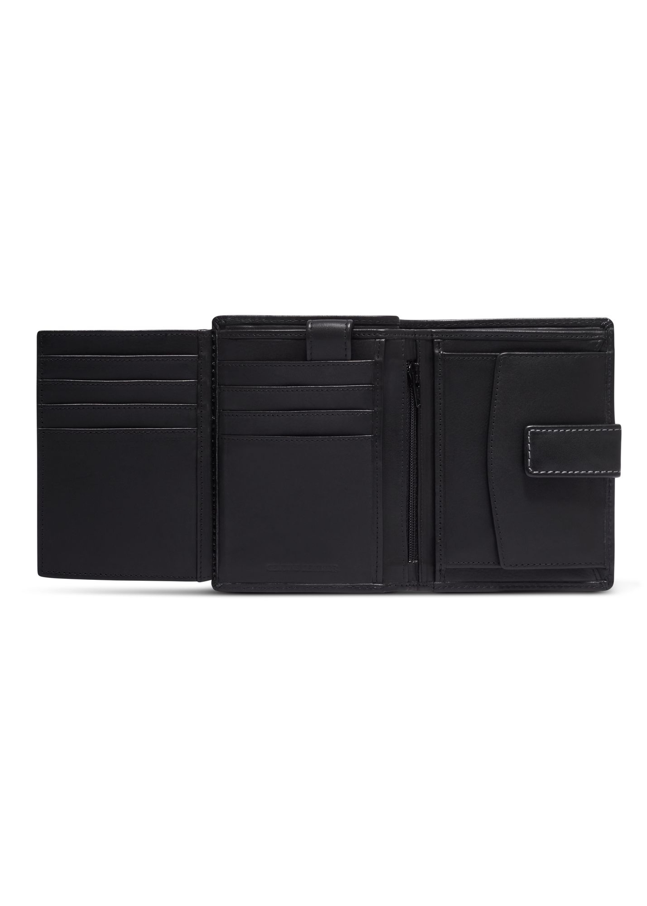 Black large men's leather wallet PORMS-0701-99(Z26) - product view from above, on white background.