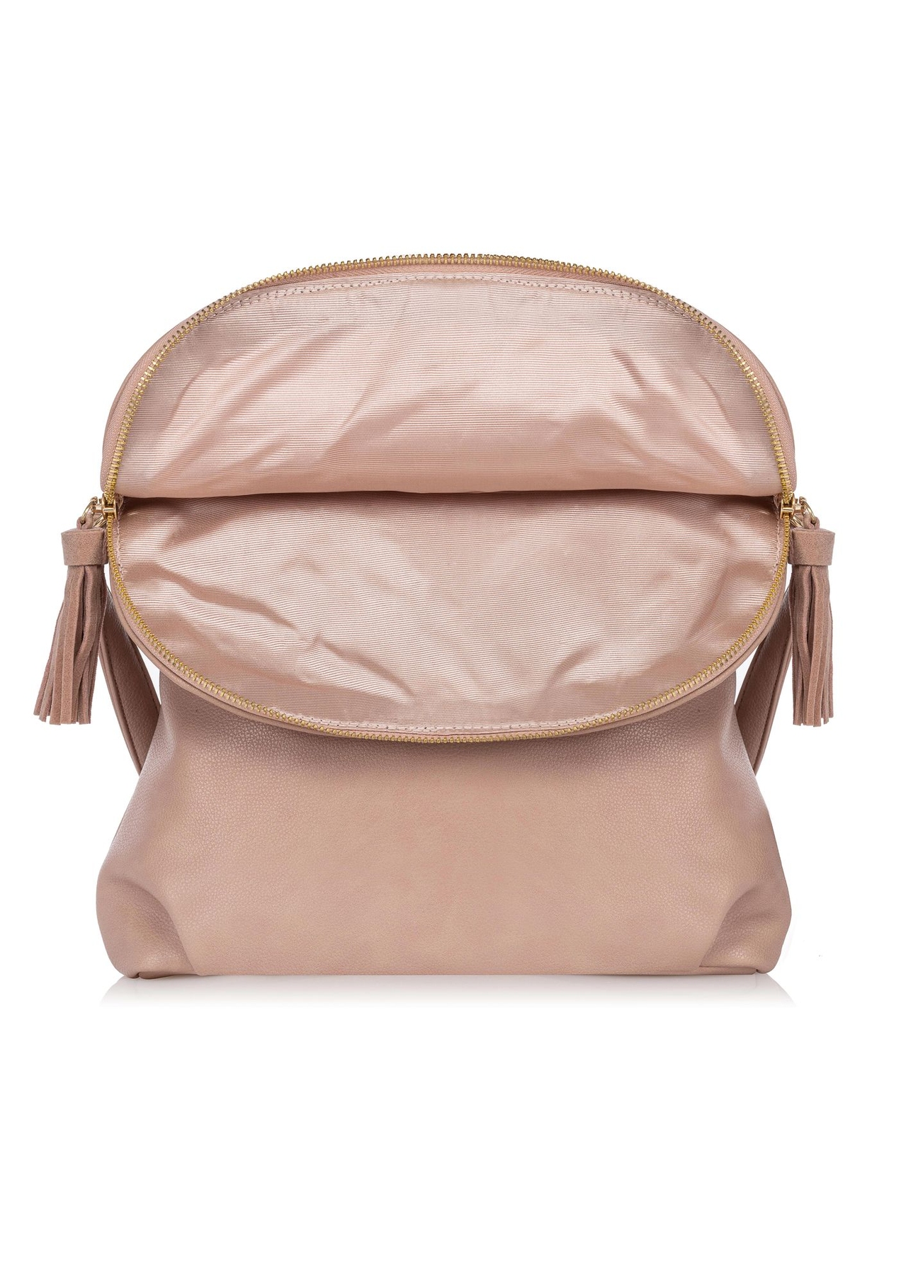 Pink women's handbag with tassels TOREC-0761-32(W23)-05