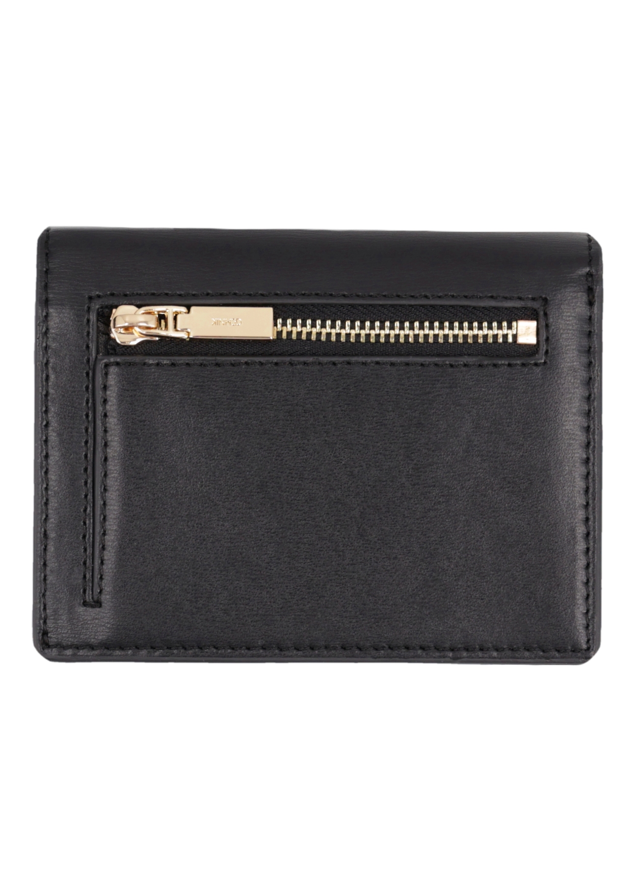 Black leather women's wallet PORES-1010-99(Z26) - product view from the back, on a white background.