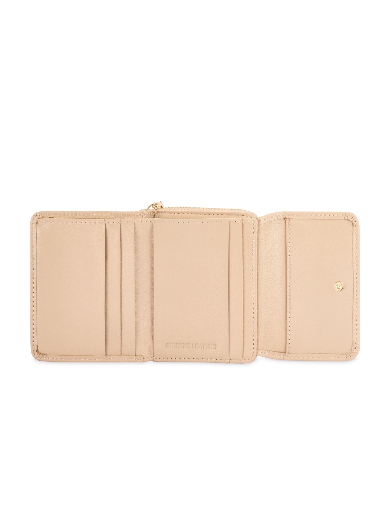 Beige leather women's wallet PORES-0802R-81(Z25), product view from the inside on a white background.