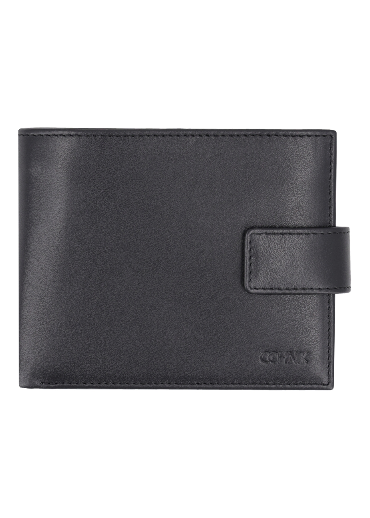 Black men's leather wallet PORMS-0717-99(Z26) - front product view, on white background.