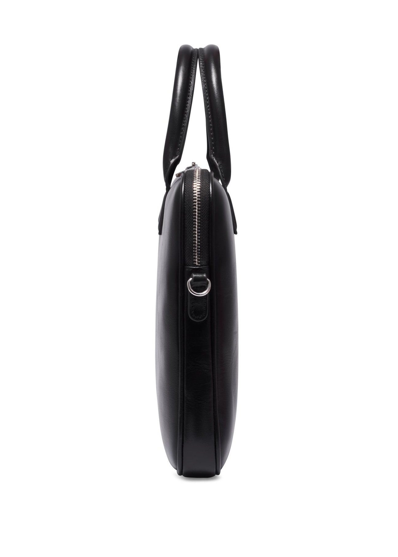 Black leather elegant laptop bag TORES-1344-99(Z26) - side product view, on white background.